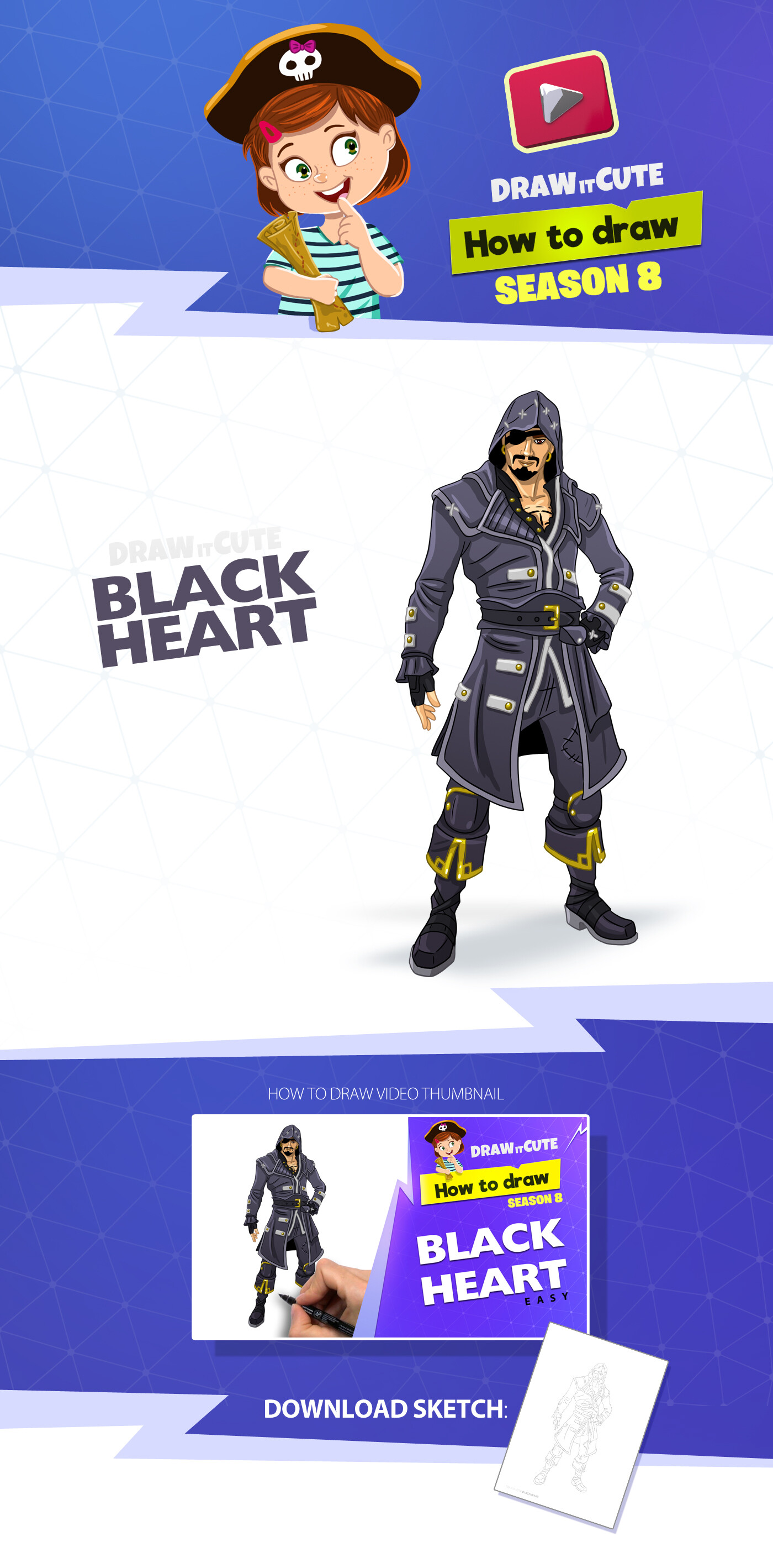 Artstation How To Draw Blackheart Easy Fortnite Season 8 - draw it cute 1 9k subscribers subscribe how to draw blackheart easy fortnite season 8 tutorial