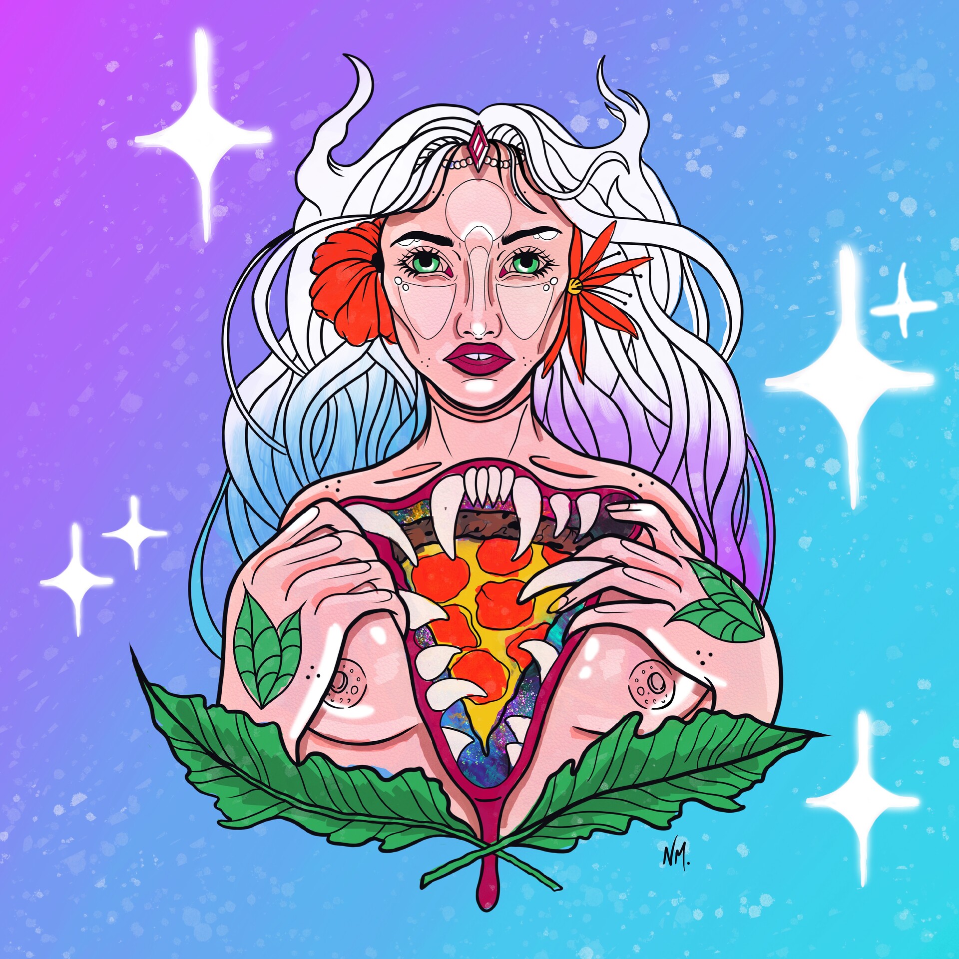 ArtStation Pizza girl painting idea.