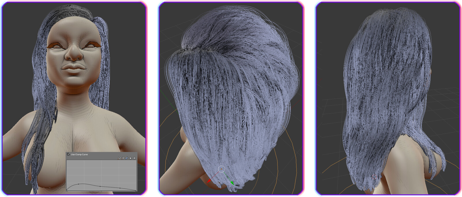 Hair design with blender hair.
