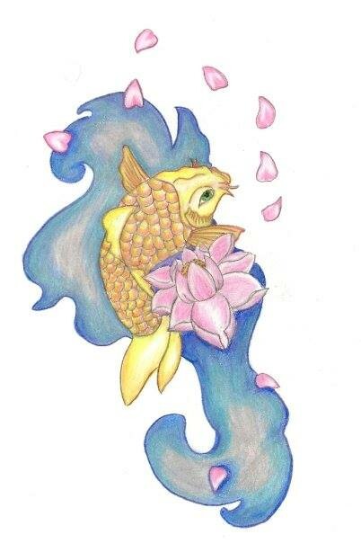 Koi Fish with Lotus