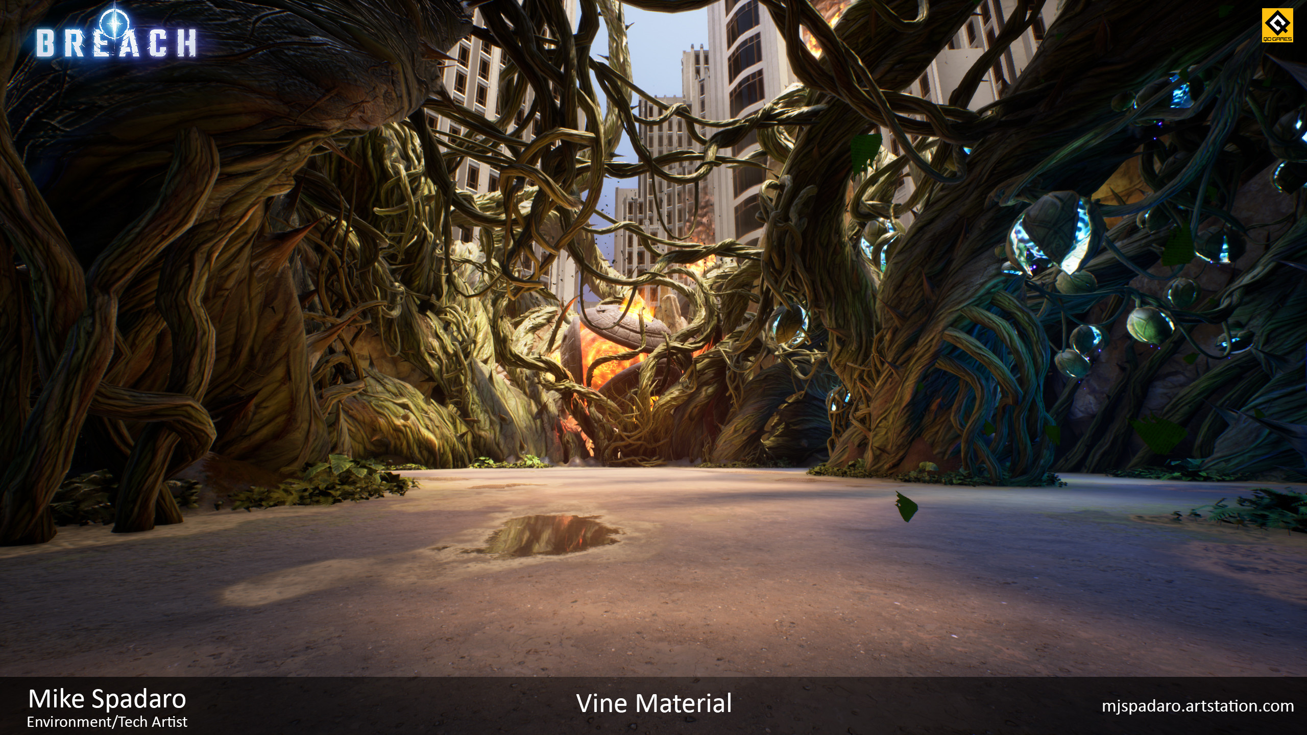 A shot of the vine material in action in the boss room, which is almost entirely covered in this material.
