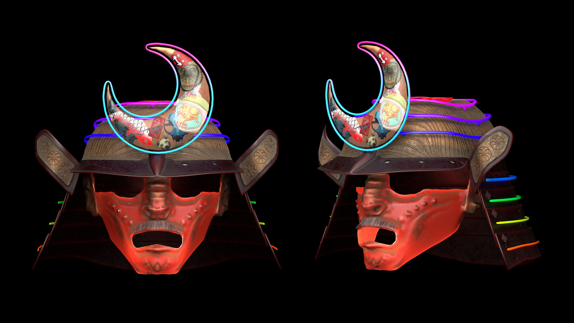 Samurai wallpaper engine. Neon Samurai. Маска самурая неон. Шлем самурая неон. Маска самурая арты.