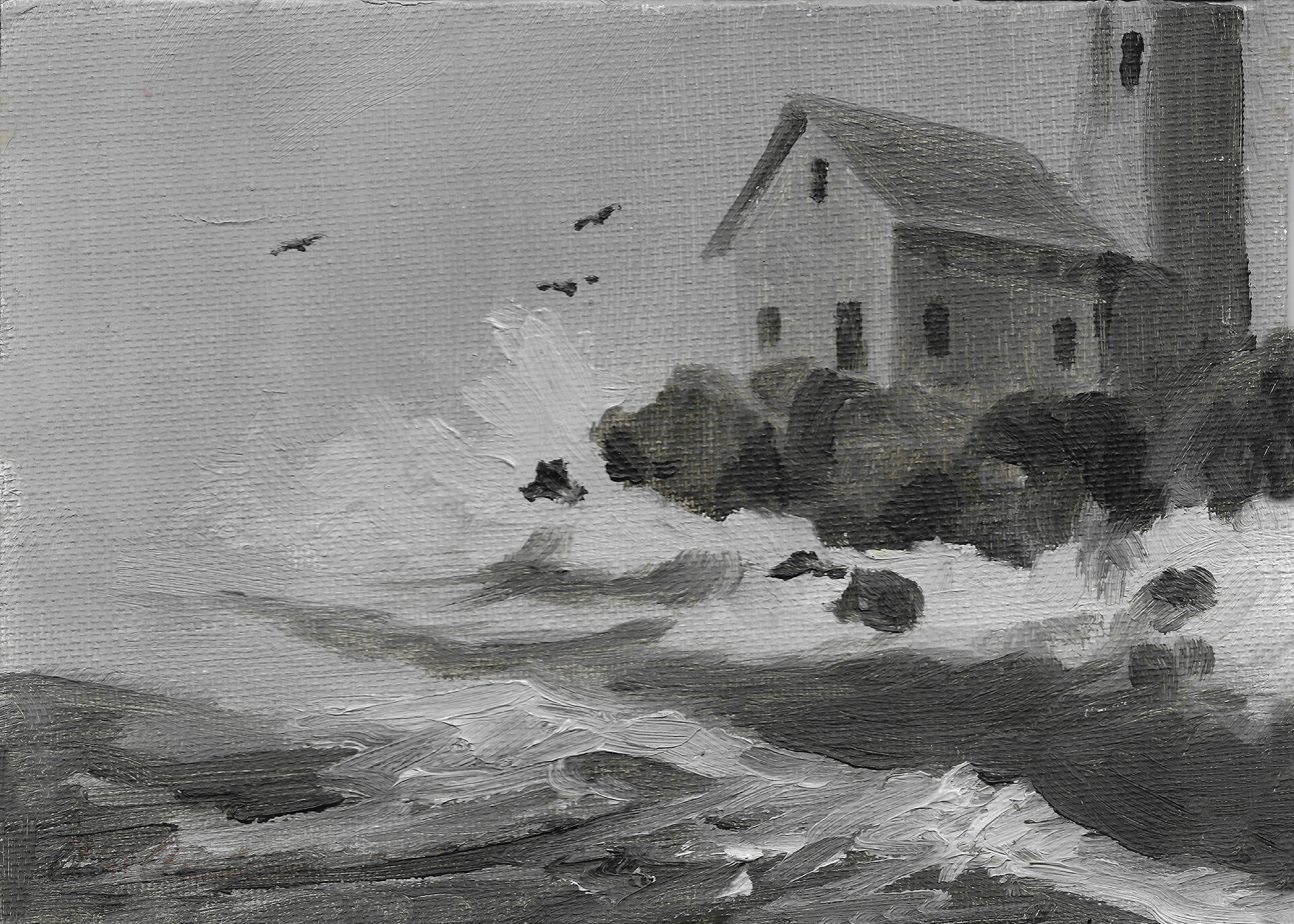 Artstation Lighthouse Storm Oil On Canvas Alan Anderson