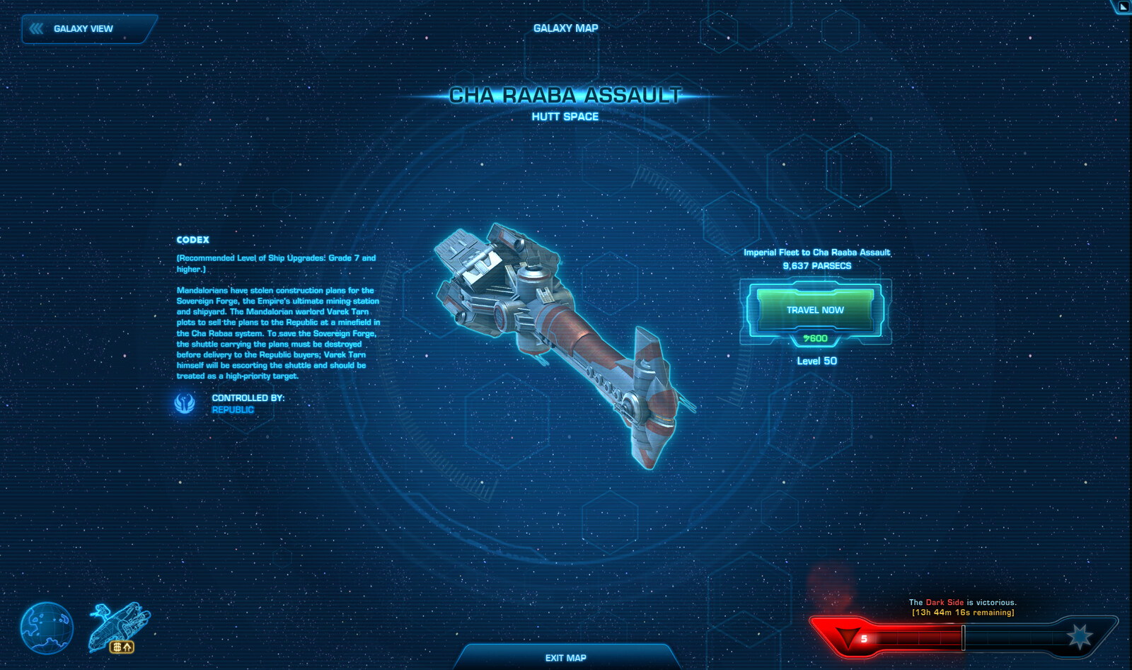 Destination view - space battle