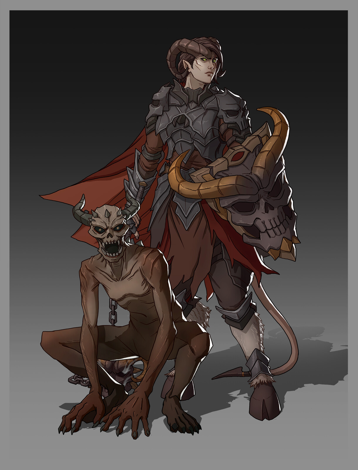 Valkorianna, Tiefling Death Cleric with her Ghoul