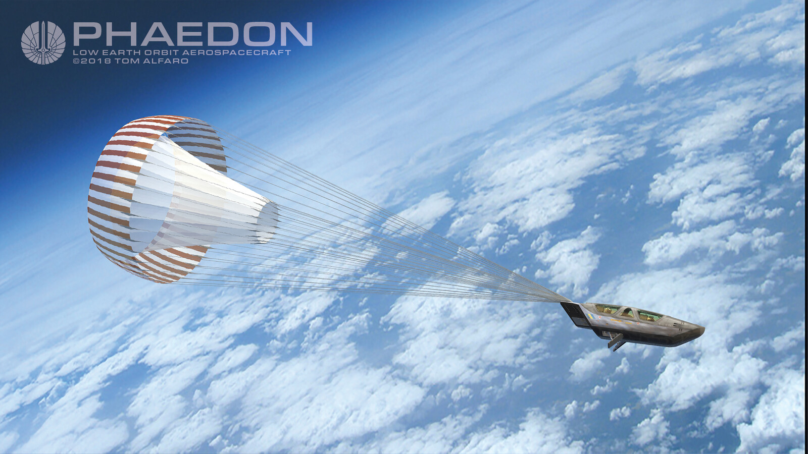 Crew escape module high altitude deceleration parachute deploys.