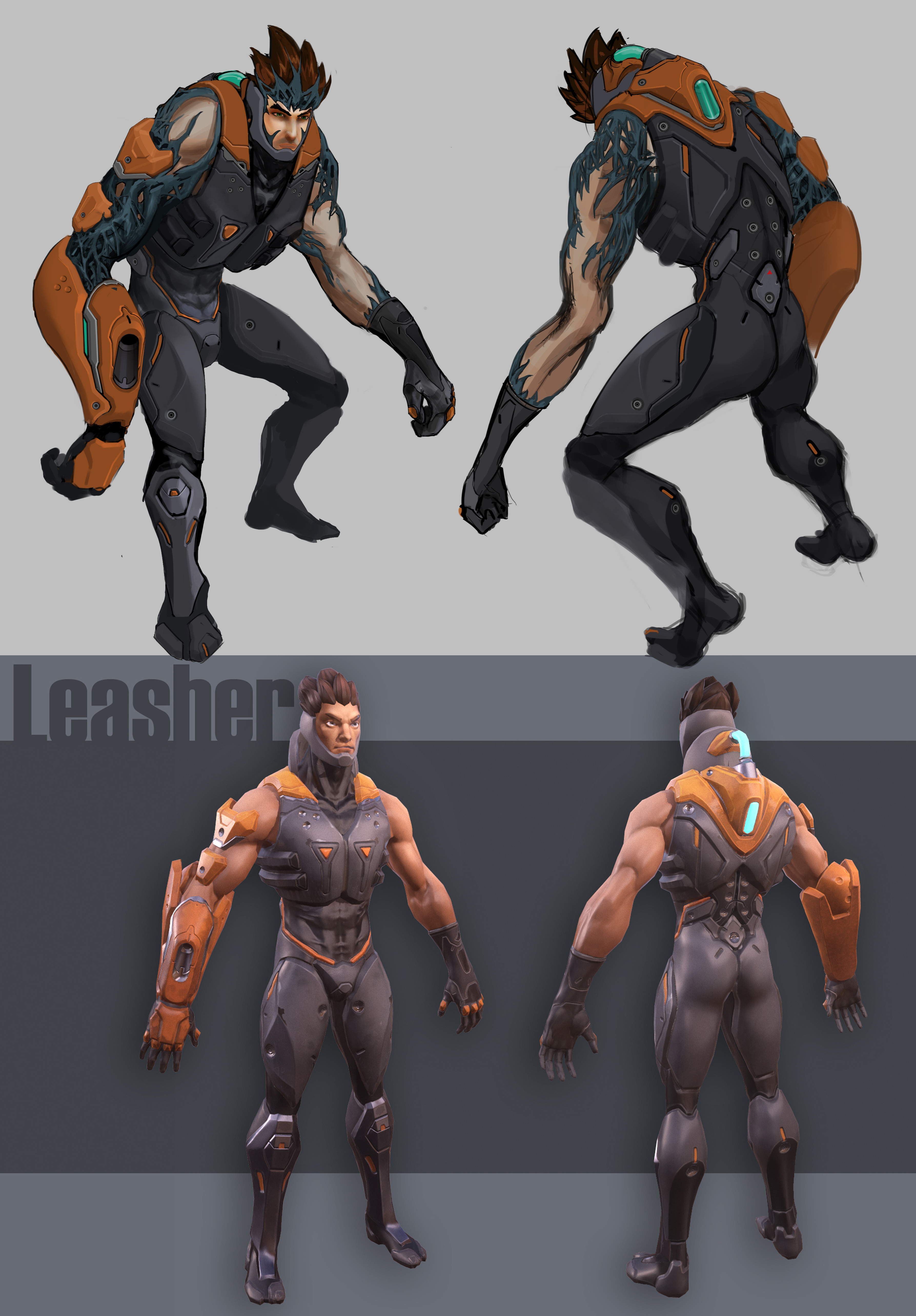 “Leasher” character is designed to have long arms to accentuate its whip lashing motion from the giant whip embedded in his arm