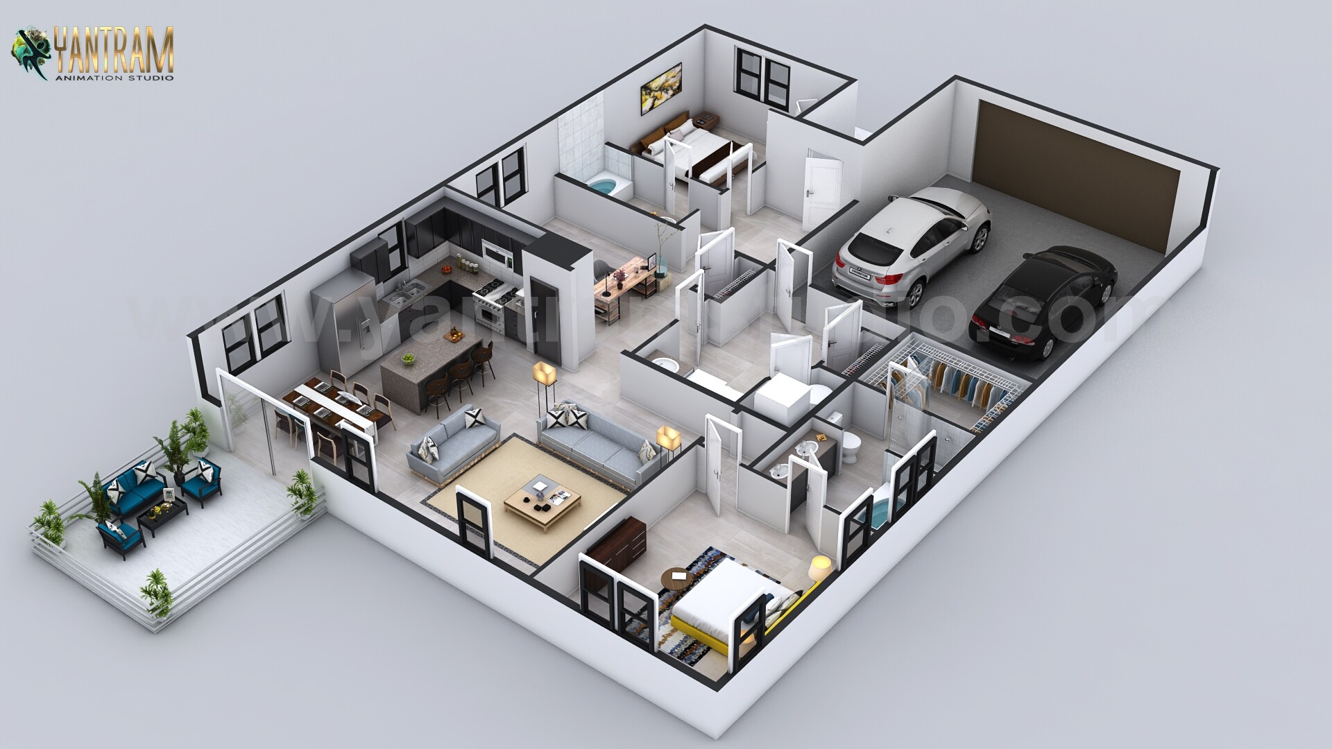 ArtStation 3D Floor Plan for 3D Contemporary Residential 