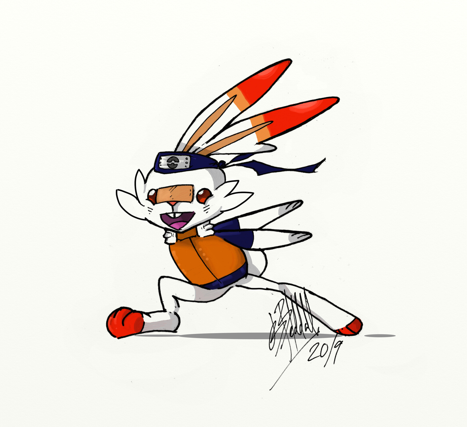 Artstation Naruto Running Scorbunny J Beddall
