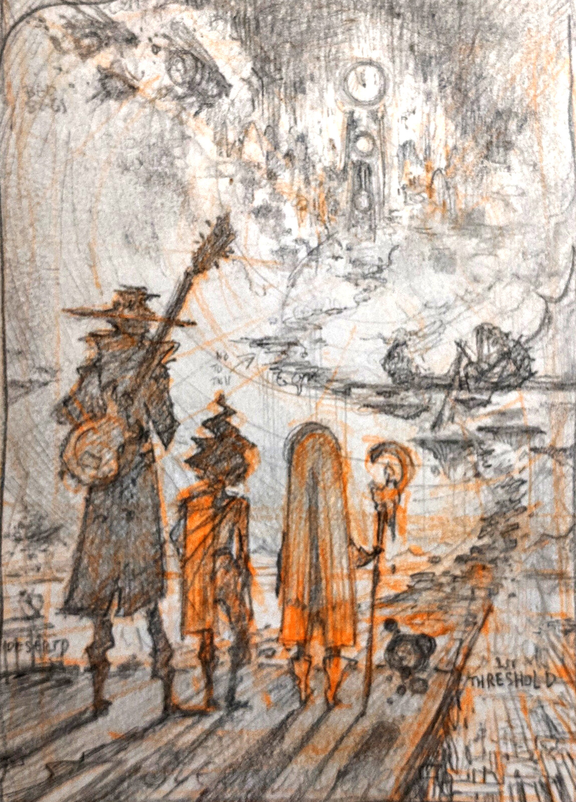 Original pencil sketch composition exploration