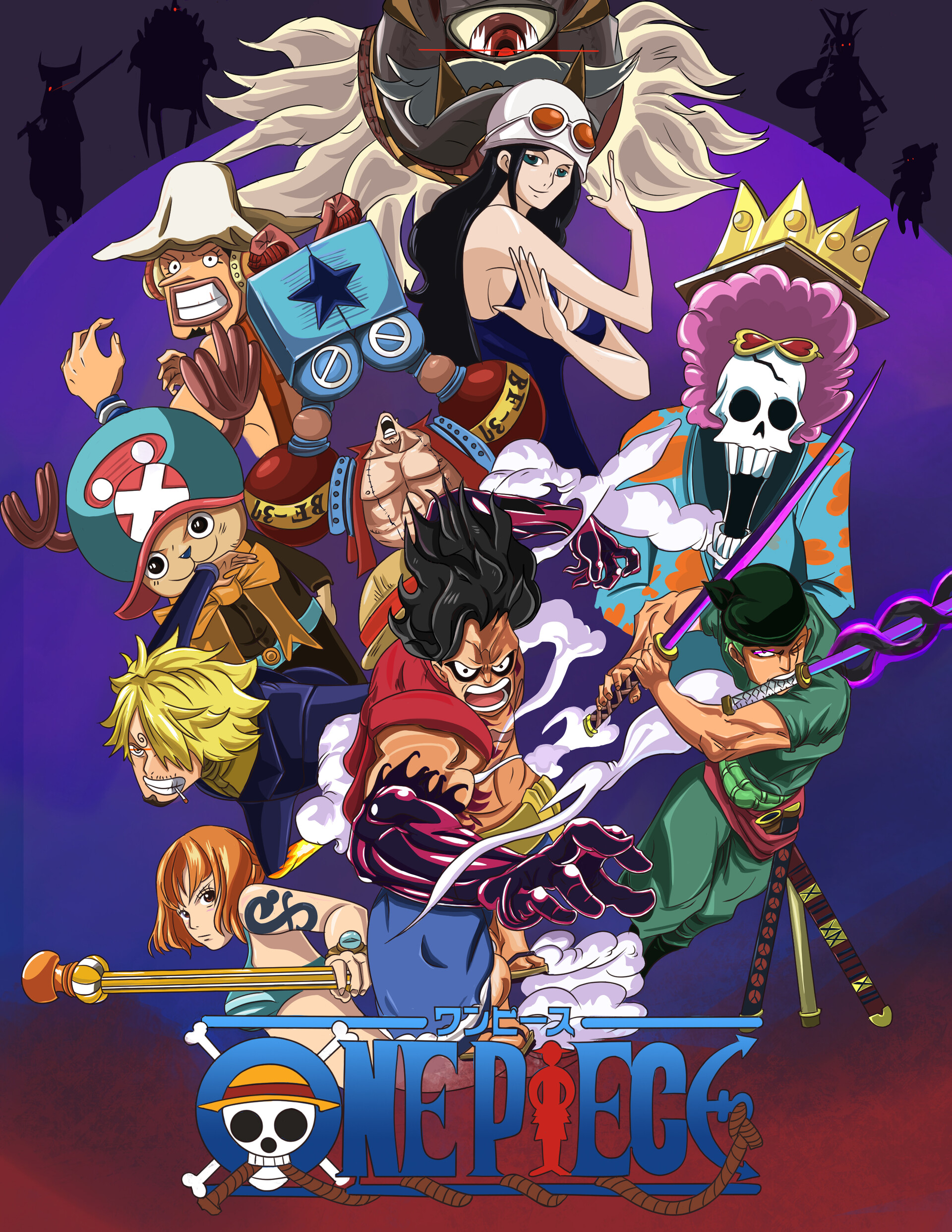 One Piece Straw Hat Pirates Retro Poster By Mounier Wanjak Pixels ...
