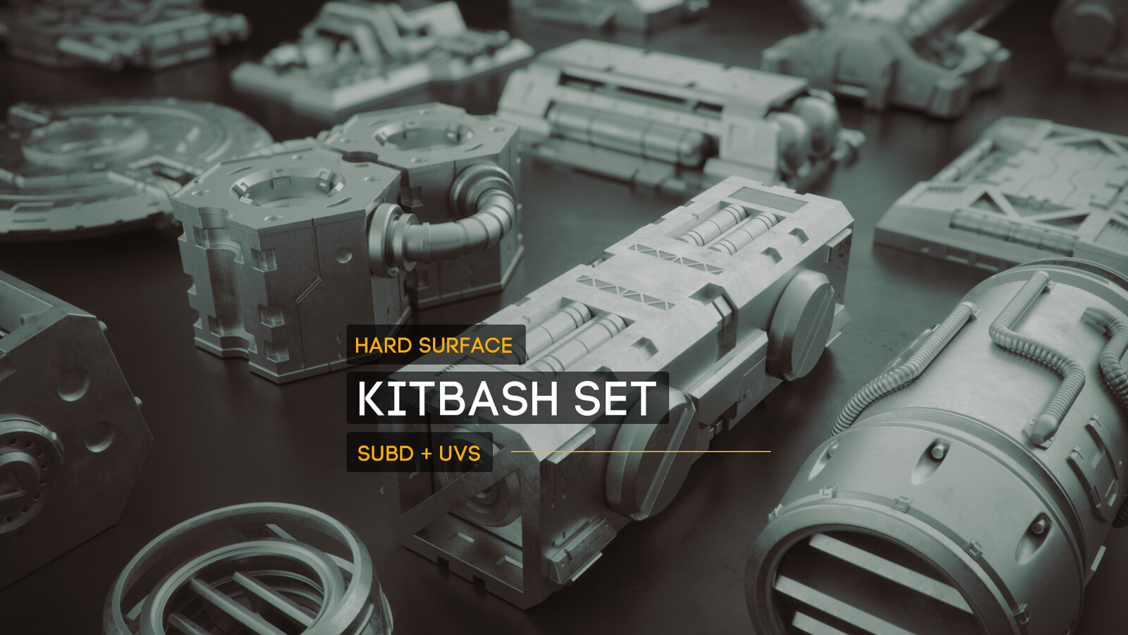 Hard Surface Kitbash Set 001 / SubD + UVs