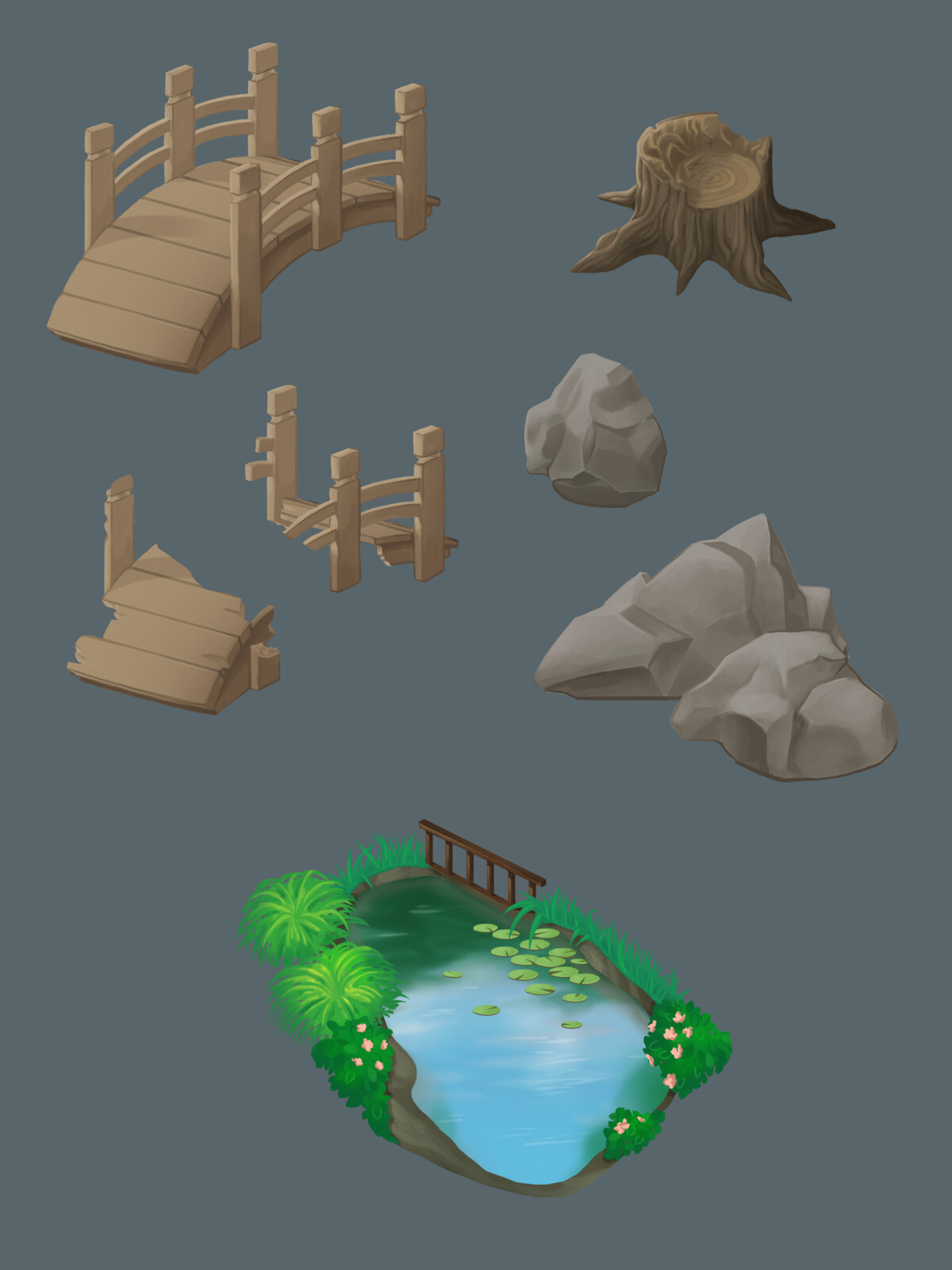 Painted environmental props