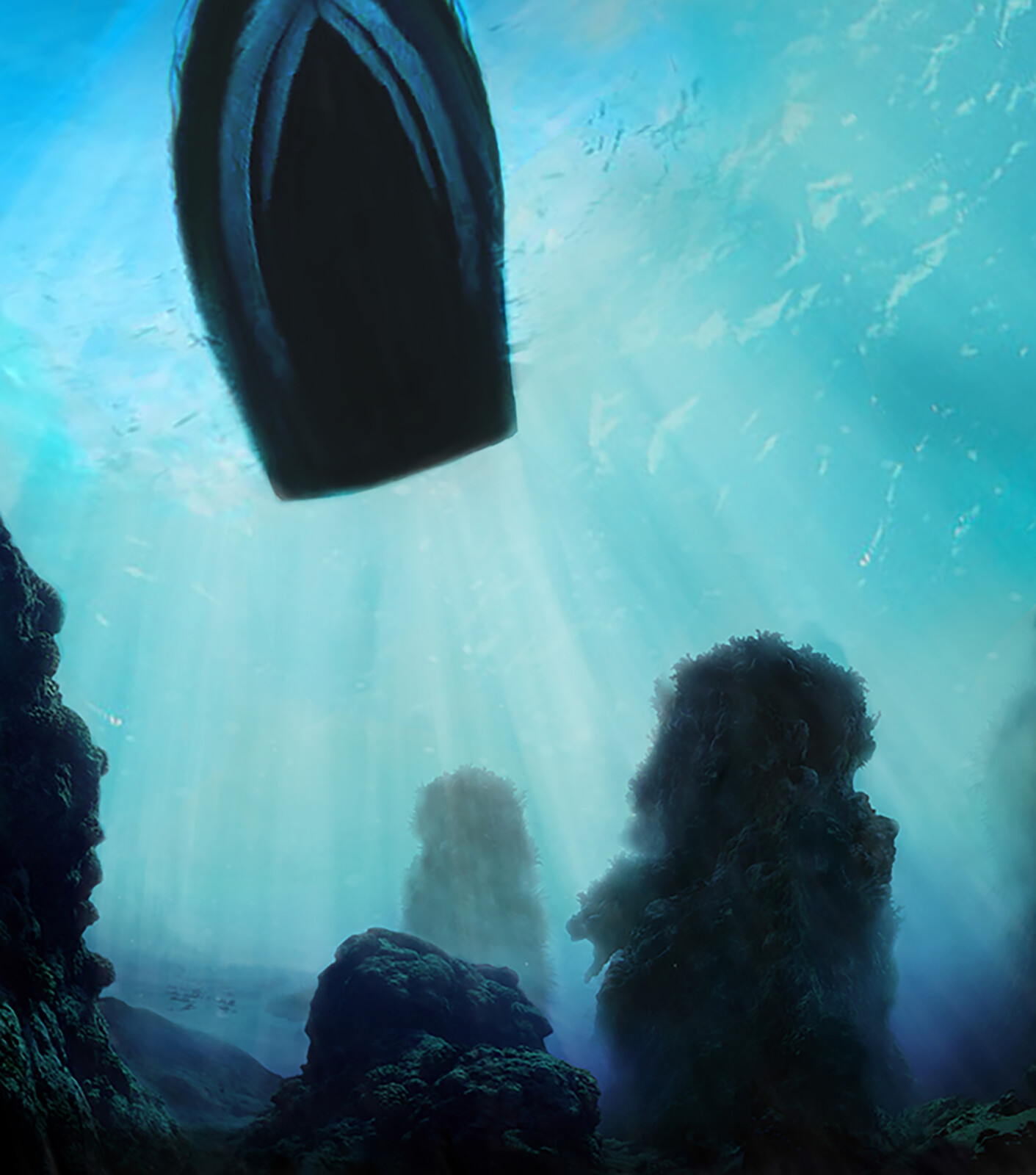 under the boat