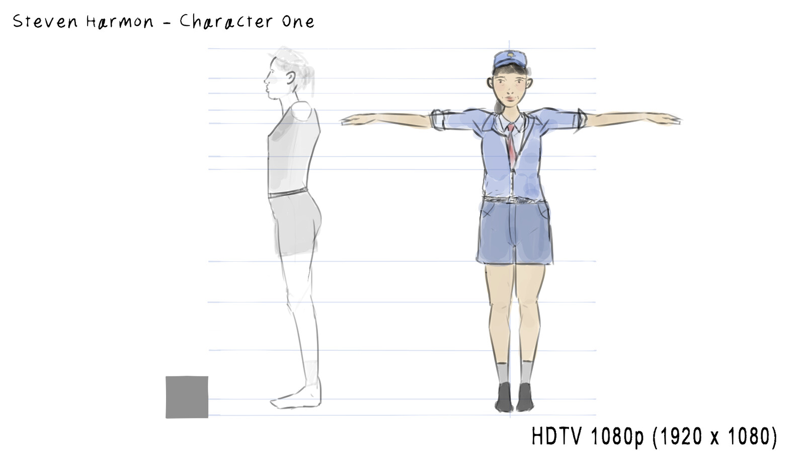 Initial Character Concept Designs Before Settling on Cuter Style