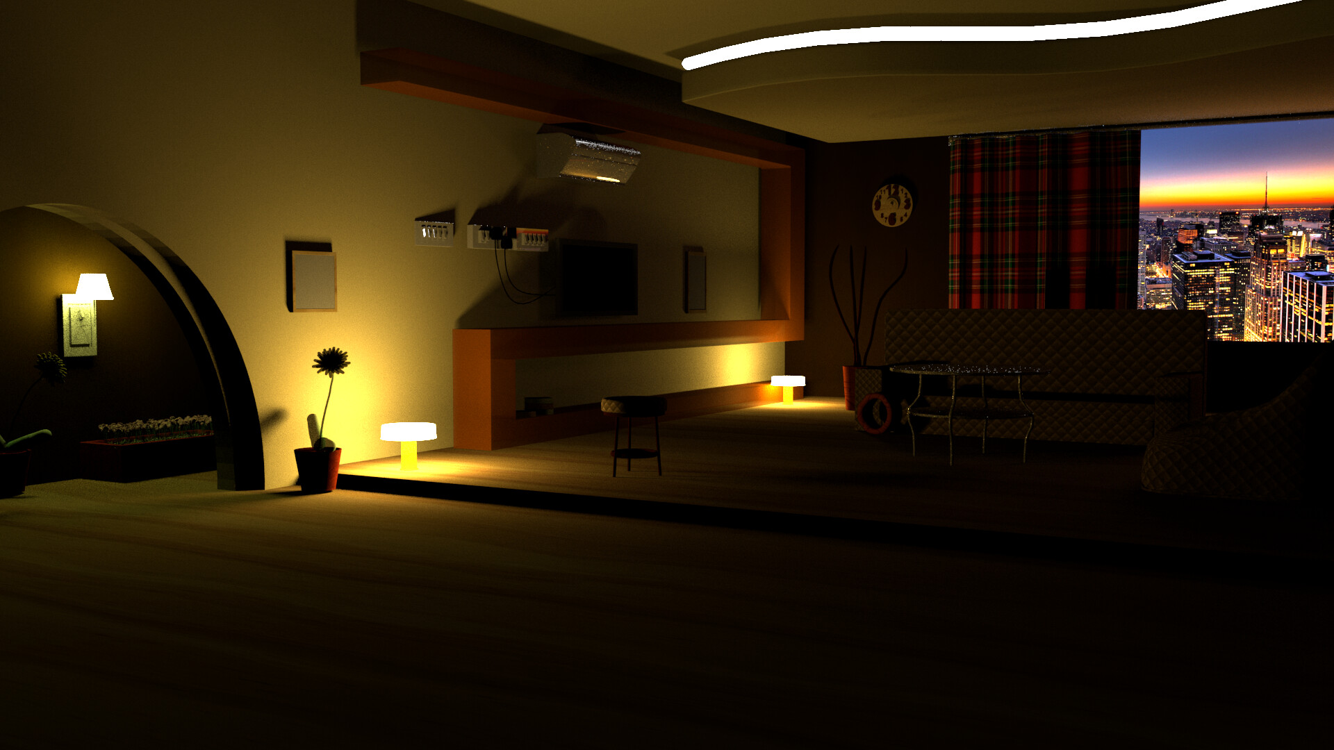 ArtStation Lighting an interior night room scene.