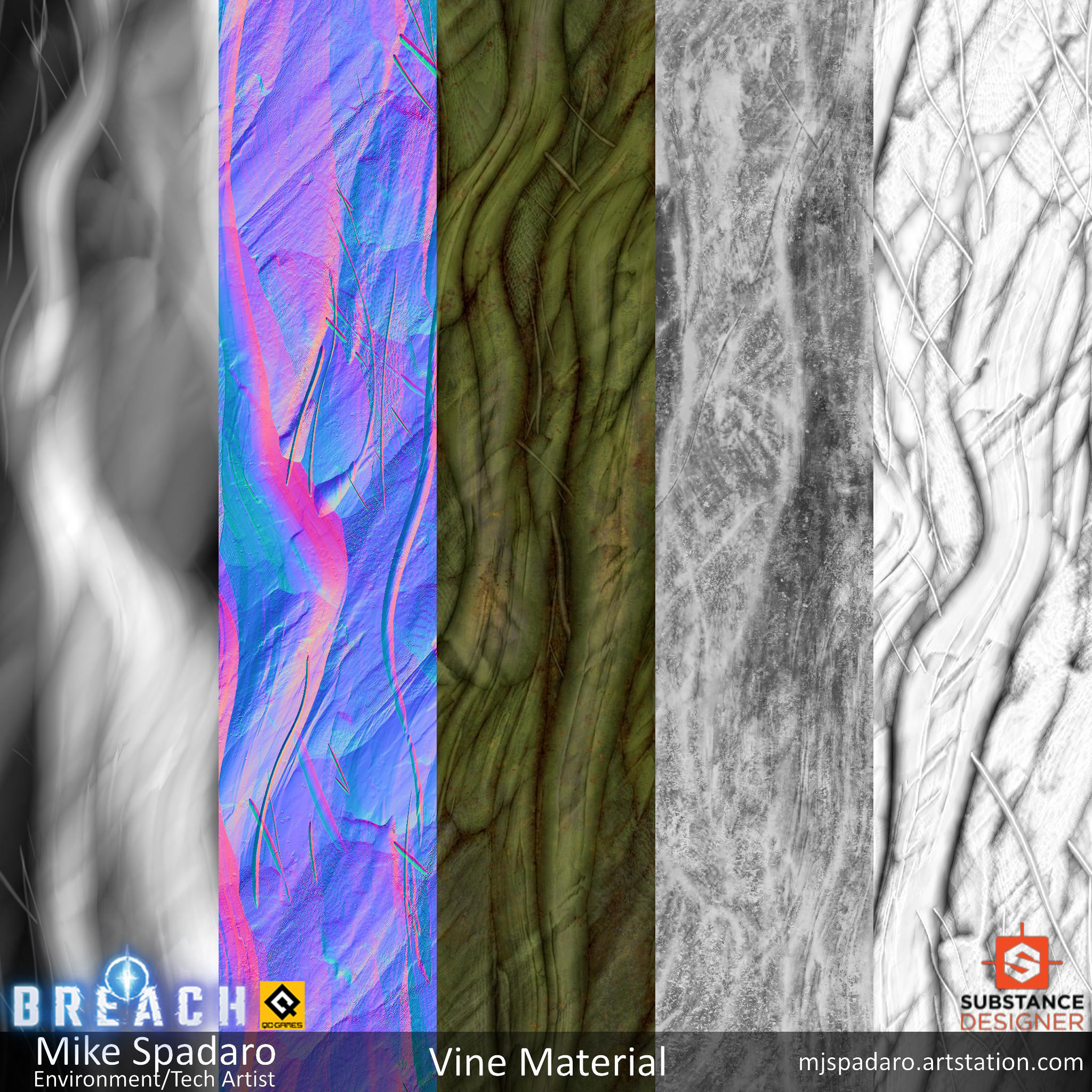 Height map, normal, albedo, roughness, and ambient occlusion maps.
