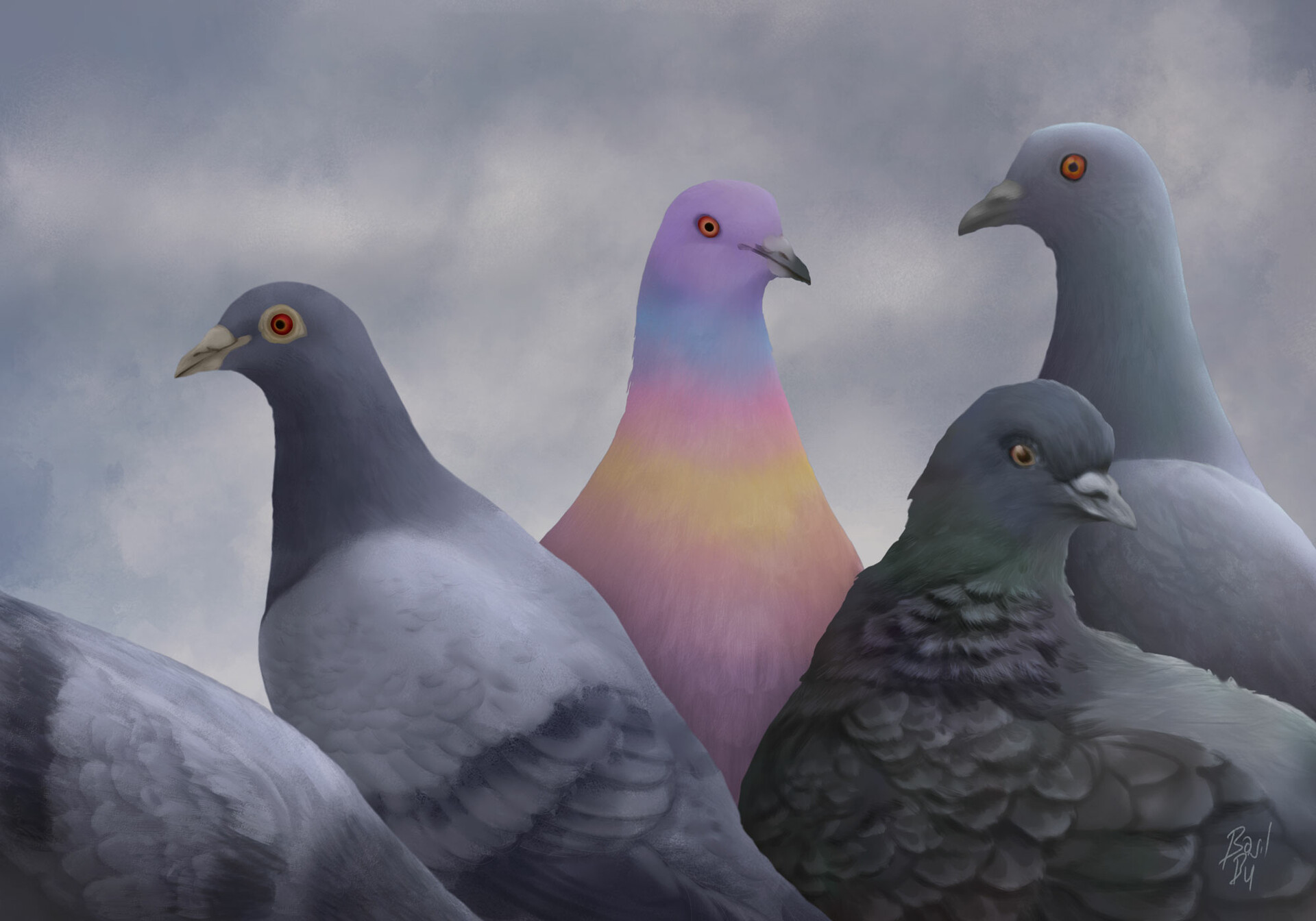 完璧 鳥の絵 絵画 YVES BEAUJARD 絵画/タペストリ - www 