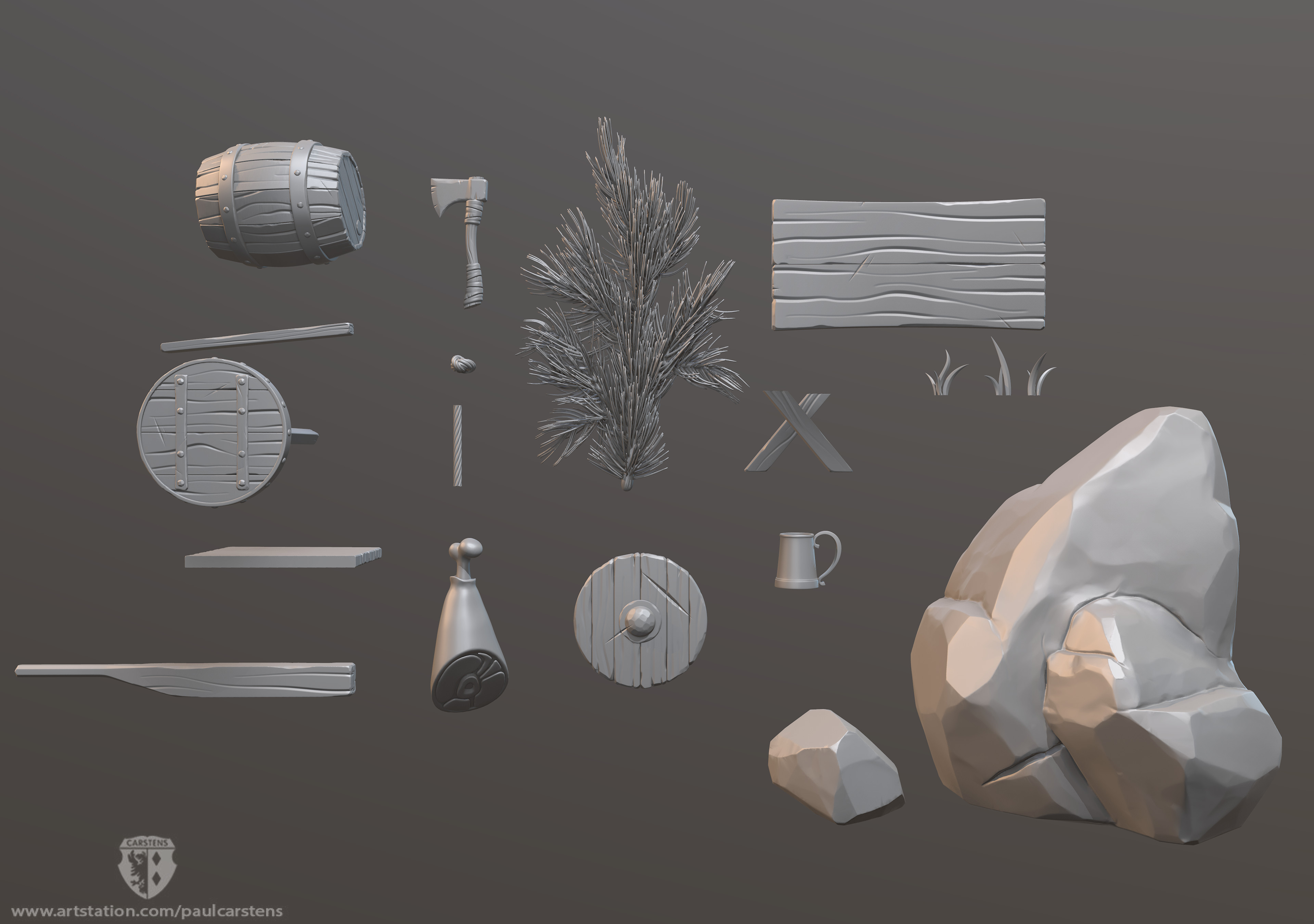 Zbrush Sculpts for the props.