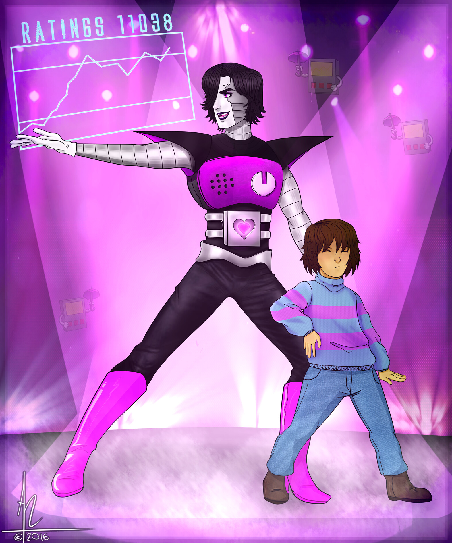 Artstation Death By Glamour Mettaton And Frisk Undertale