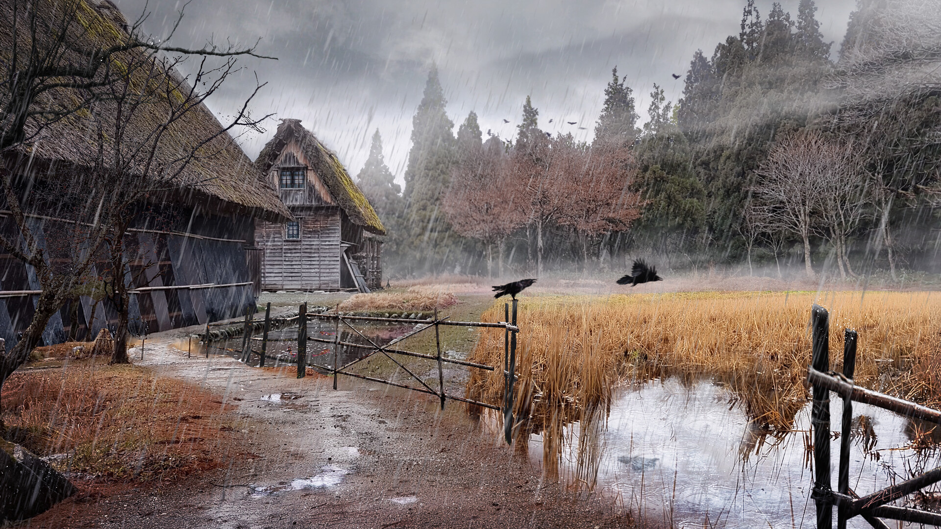 Artstation A Rainy Winter Day David Ceballos
