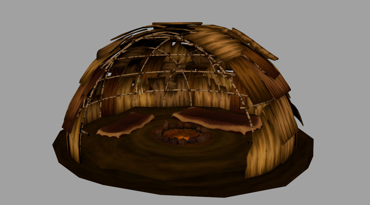 Being in charge of the wigwam was a fun task.  I used three different pieces of wall and modulated them so I could use them over and over in a variety of different ways.