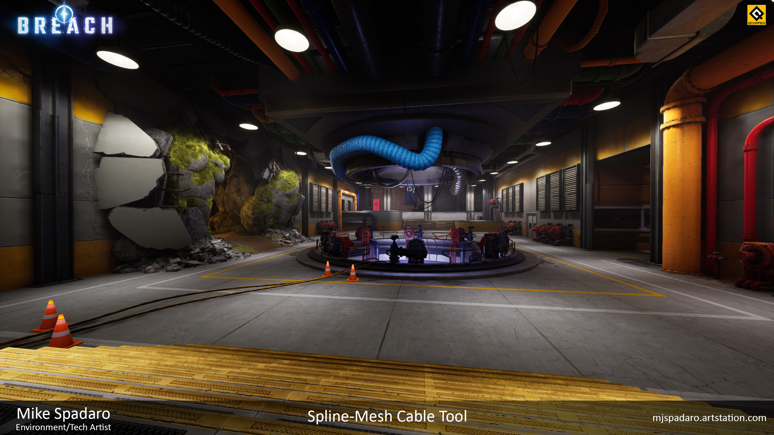 All the cabling and tubing (not the piping)  in this scene was initially built with the spline-mesh tool. 