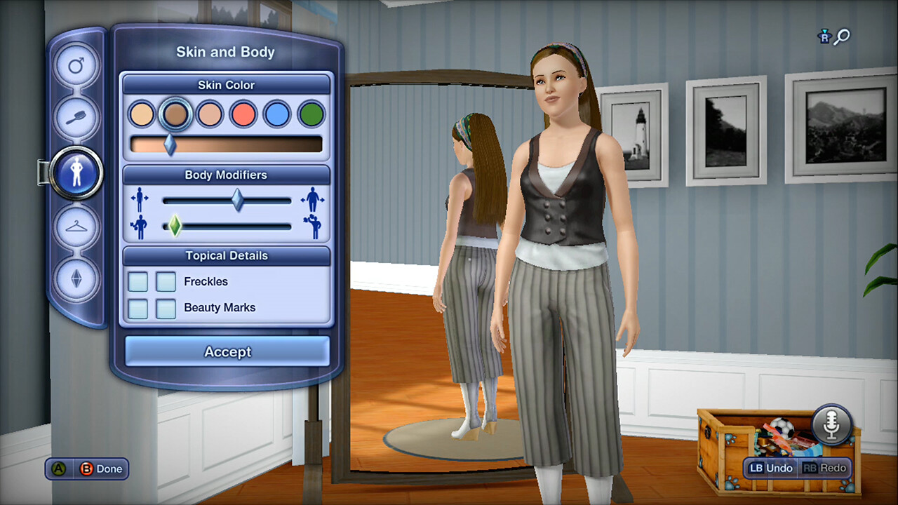 Create a Sim - skin settings