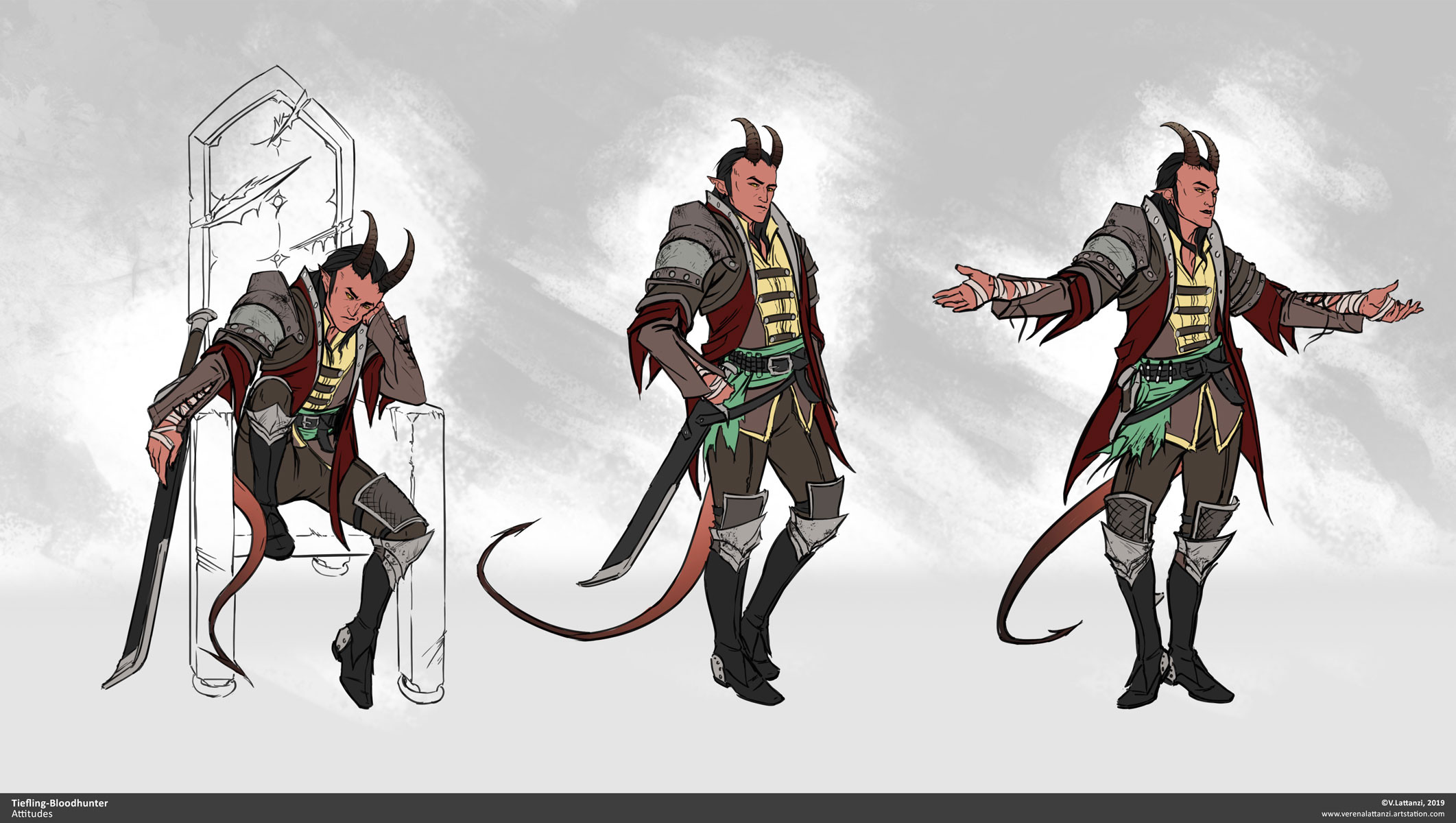 Artstation D D Tiefling Bloodhunter Verena Lattanzi His curled horns were pierced and extremely ostentatious, with little gems and baubles and his flamboyant appearance was often commented upon. artstation d d tiefling bloodhunter