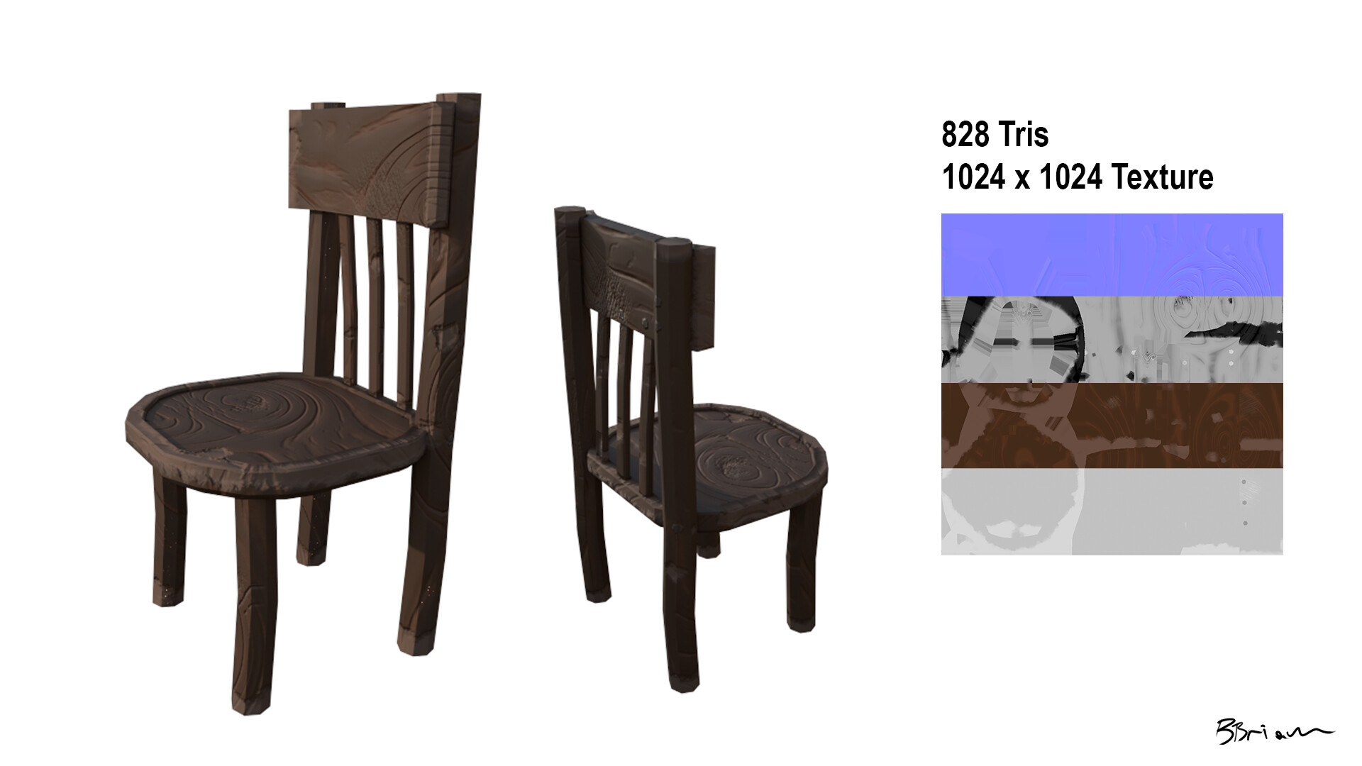 Artstation Stylized Chair 3d Model Low Poly Bailey Brian
