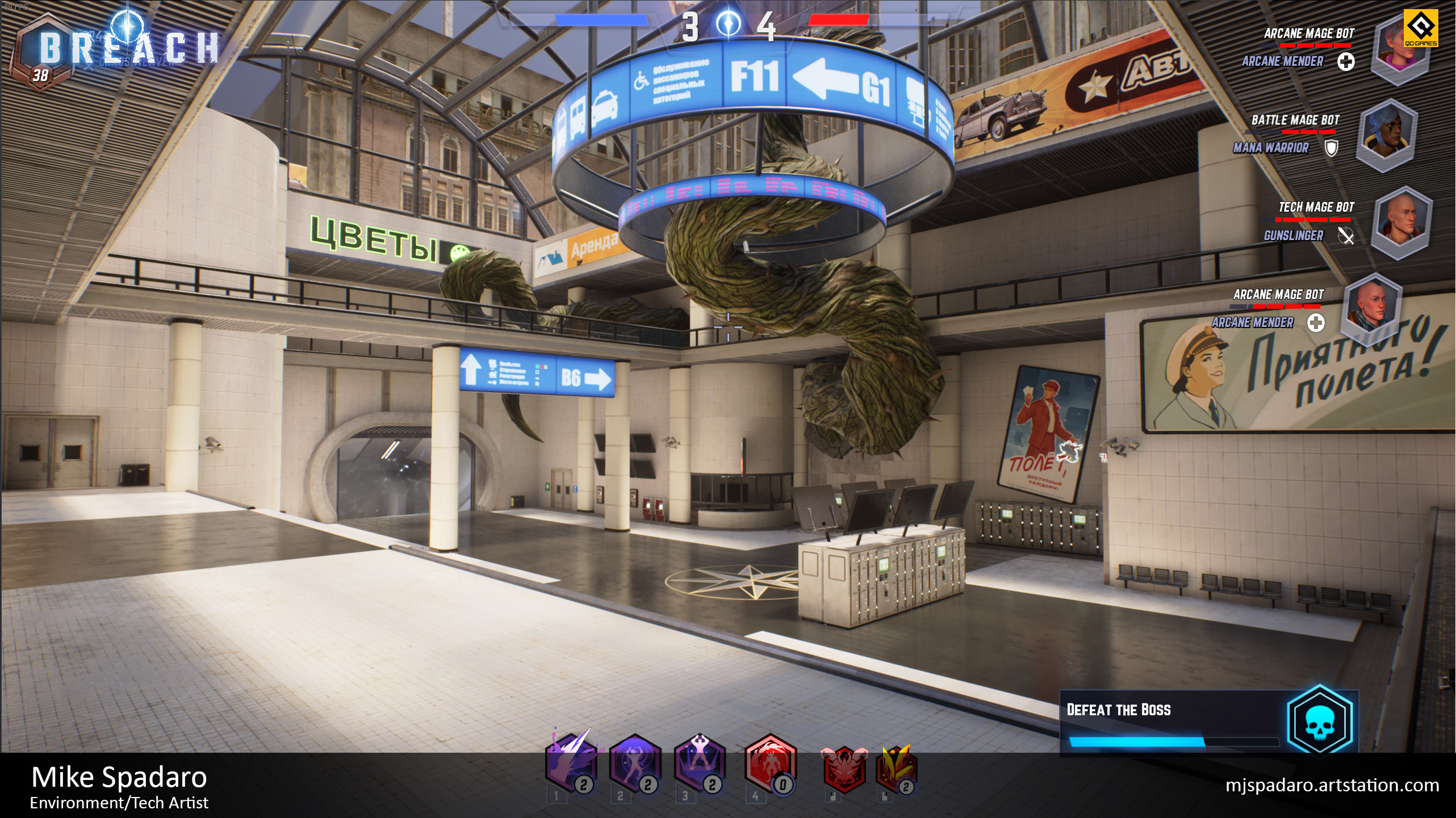 In this area I was responsible for some of the layout planning, propping, material creation, collision, and optimization.