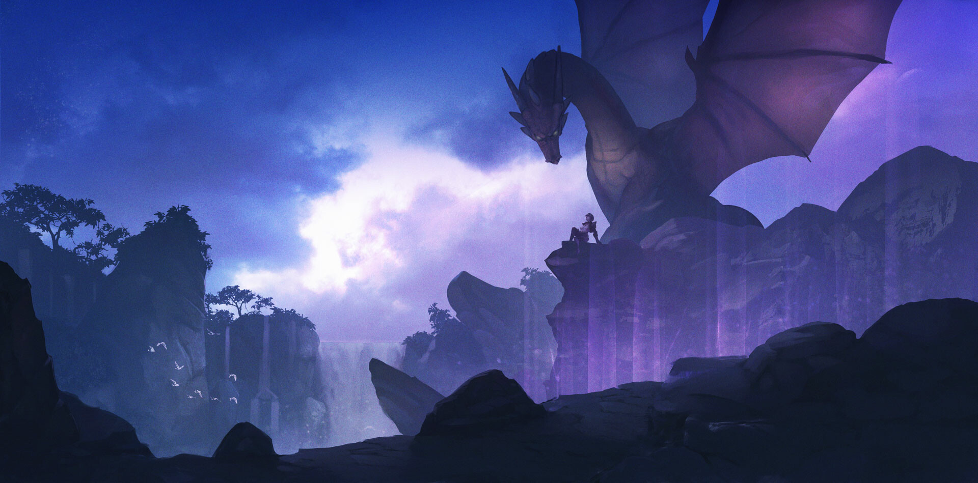 Artstation Dragon Rider Concept Painting Jon Wing