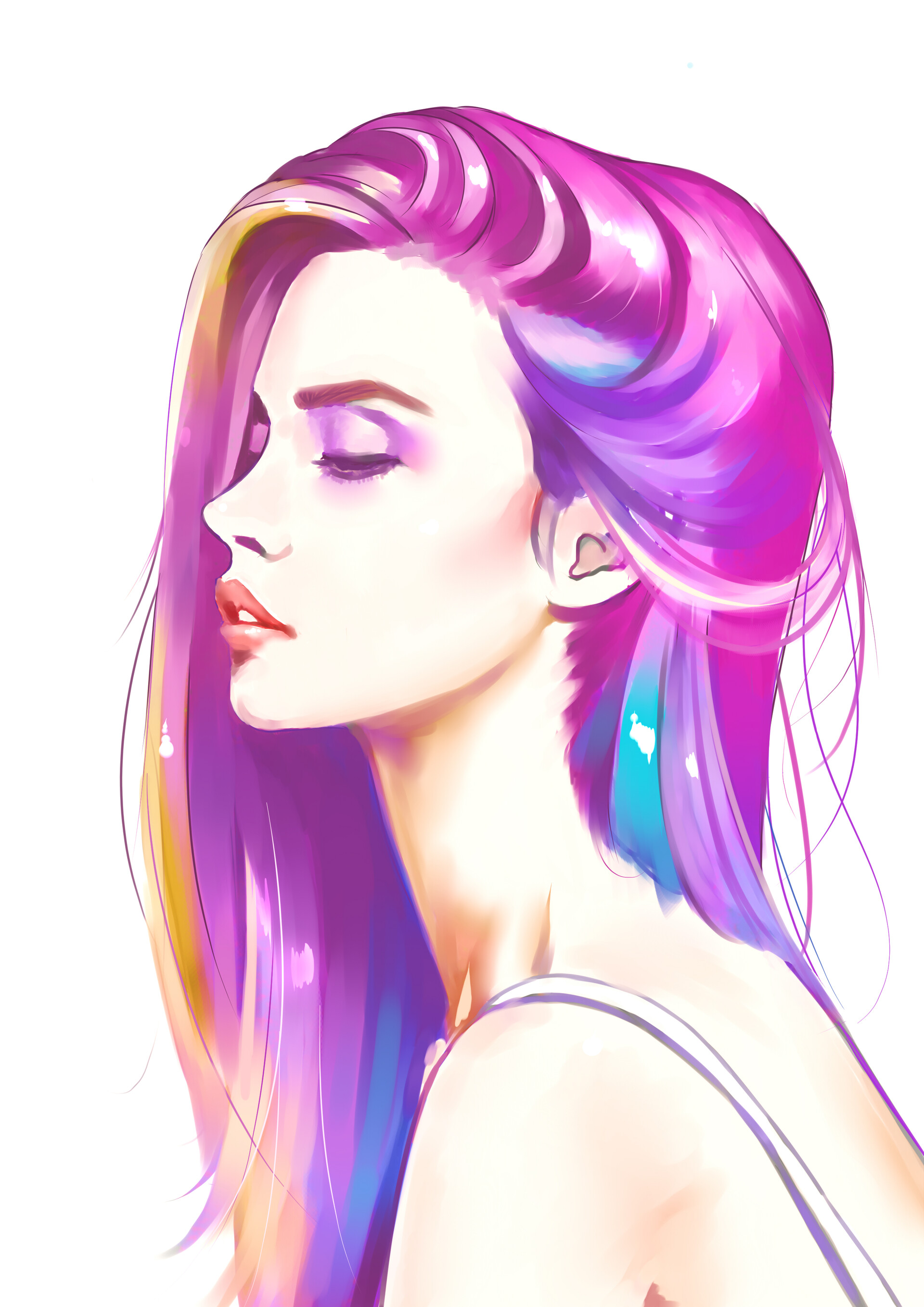 Рисунок девушки цветной