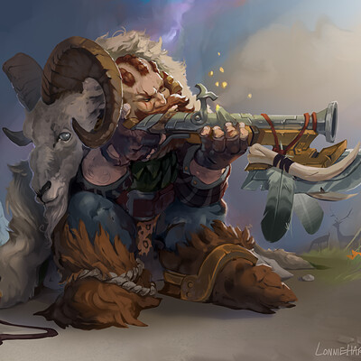 Lonnie harrison dwarf hunter painting