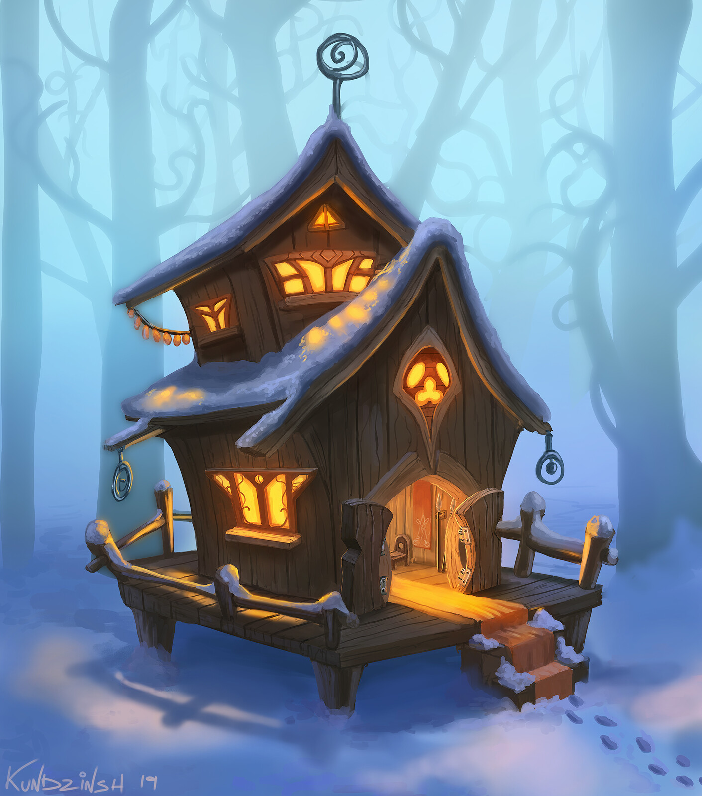 Stylized winter hut
