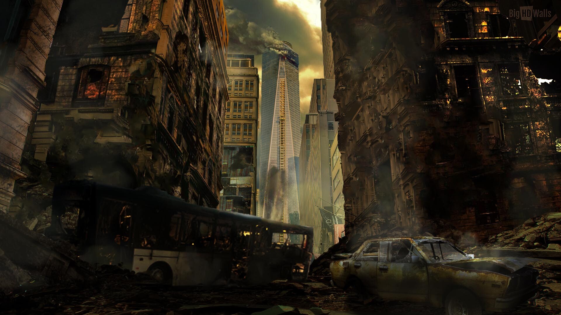Полностью разрушенный город. Руины Нью-Йорка. Разрушенный город зомби апокалипсис. Постапокалипсис Нью Йорк.