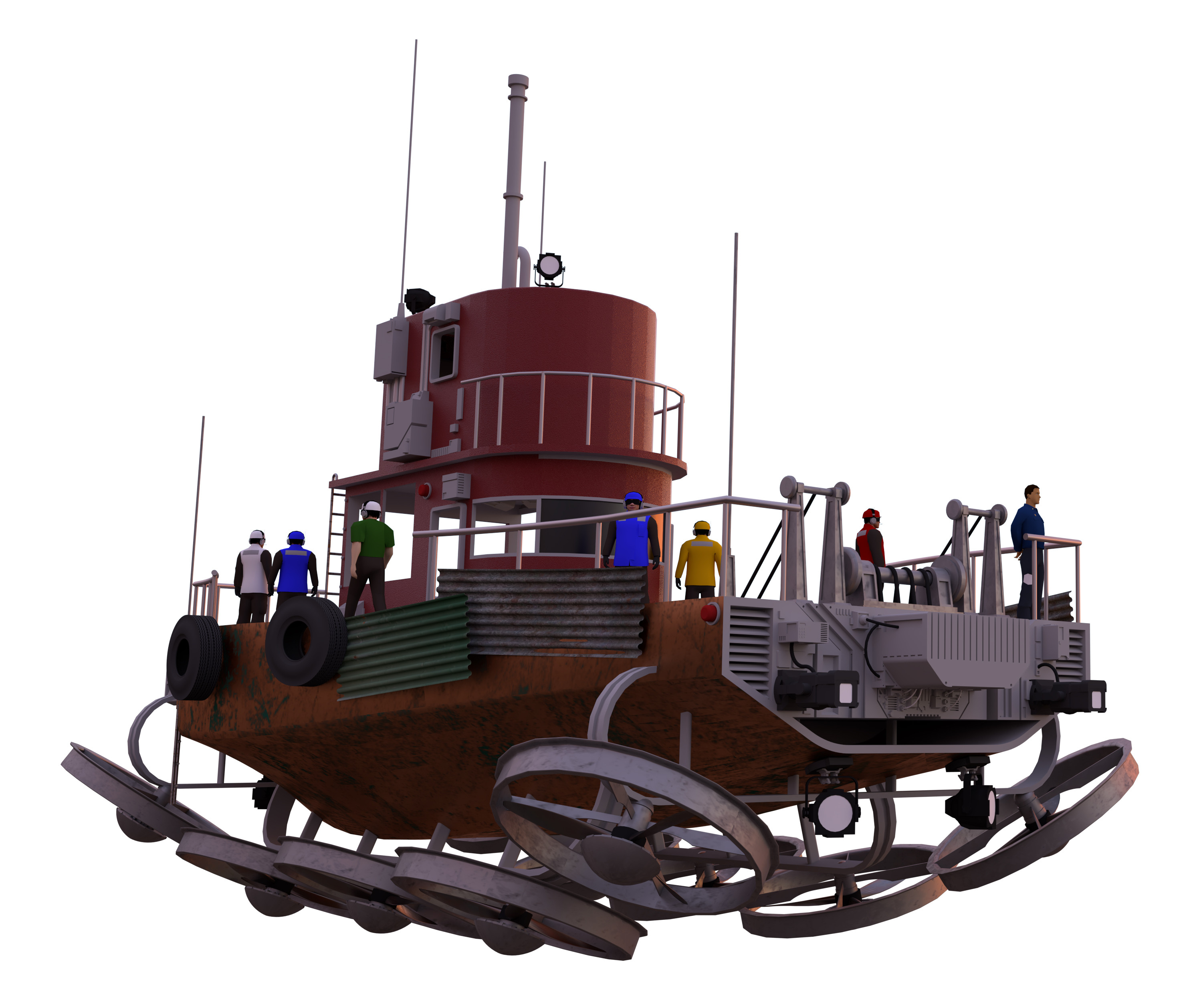 3D render of the aerial ship