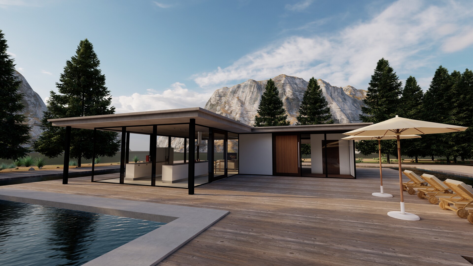 Artstation modern house in the mountains rodrigo amorim