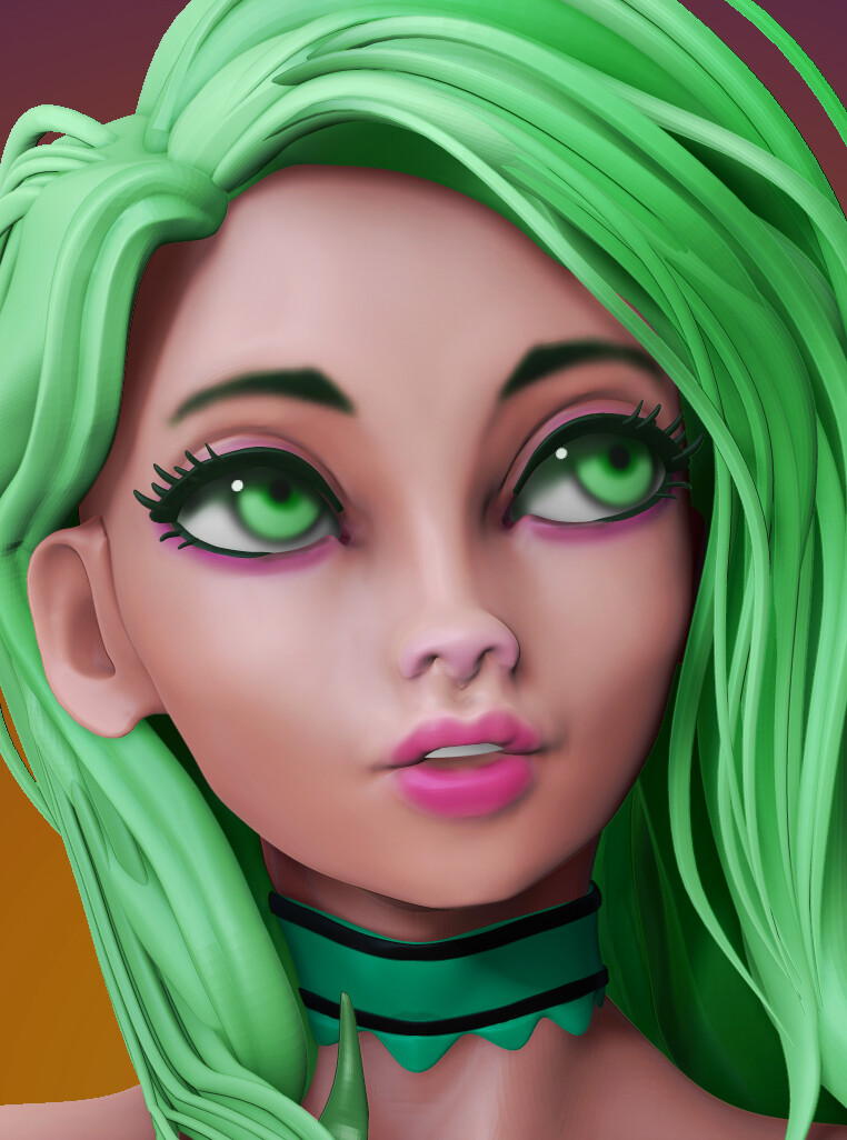 ArtStation - Green Hair Girl Speed Sculpt