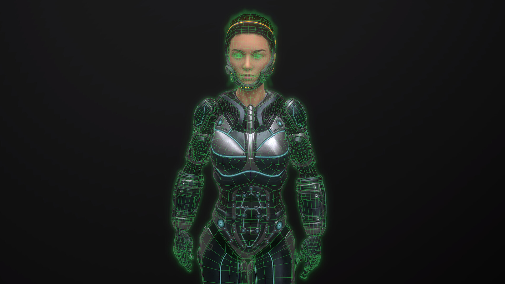 Sci Fi woman low poly whole character  23k with simple animation