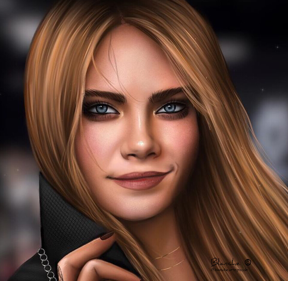 Artstation Cara Delevigne Digital Painting Blanche Art,Pando