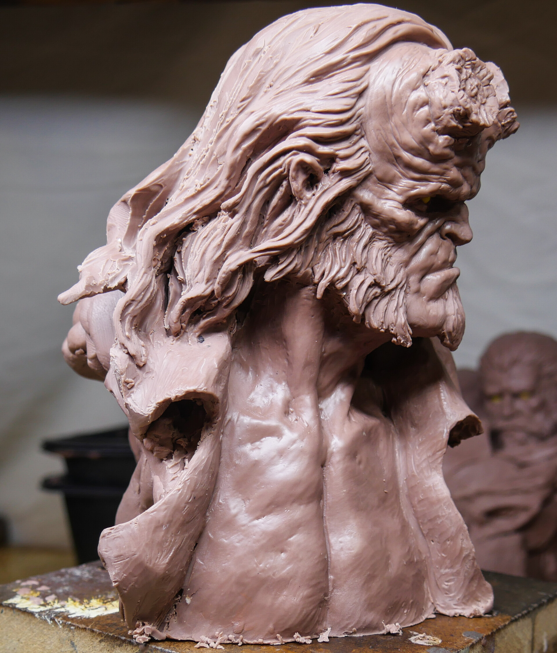 Hellboy bust, my 2nd sculpt ever, looking for tips on how to make super  sculpey smoother before bake. : r/sculpting