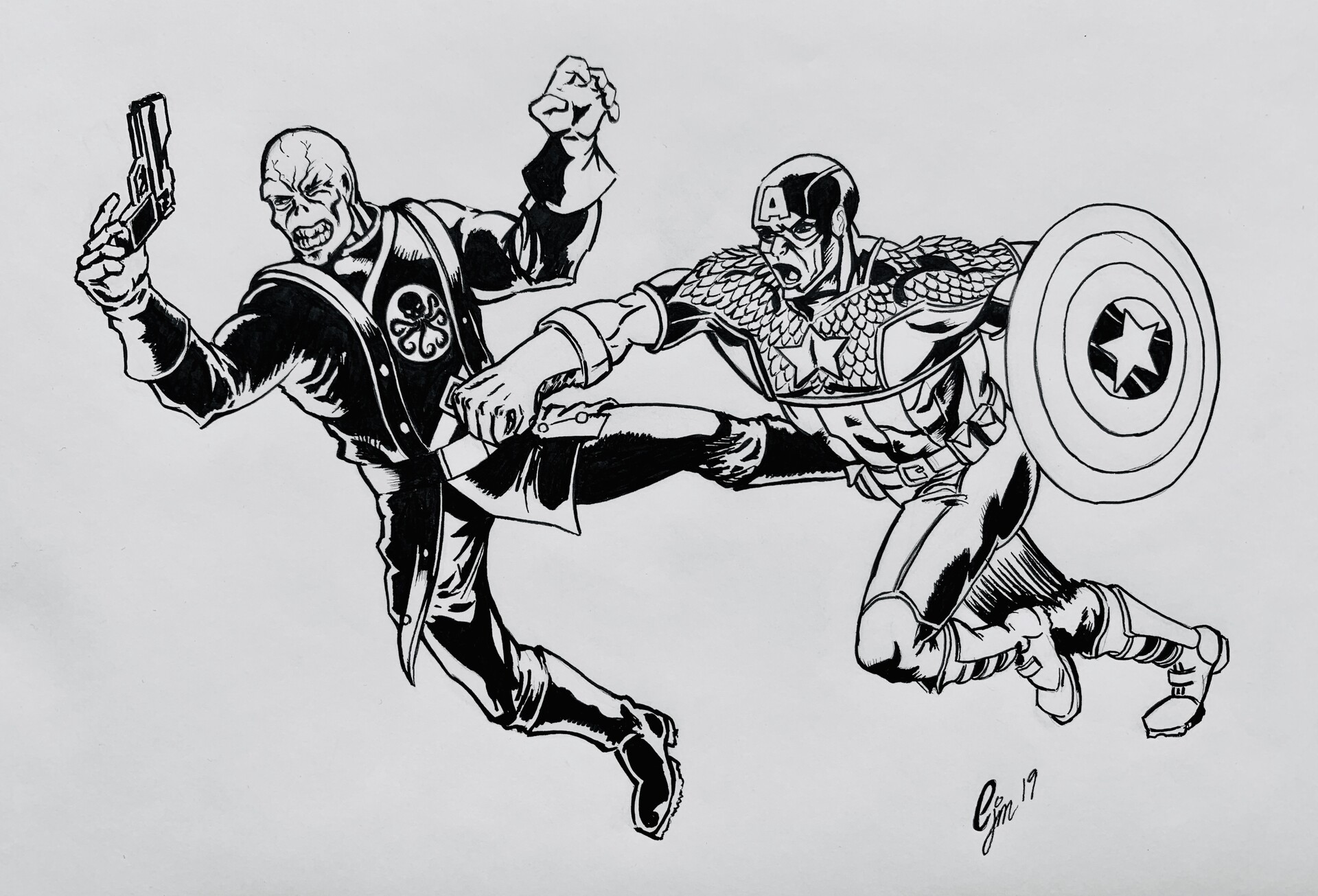 ArtStation - Red Skull & Captain America Punch Up