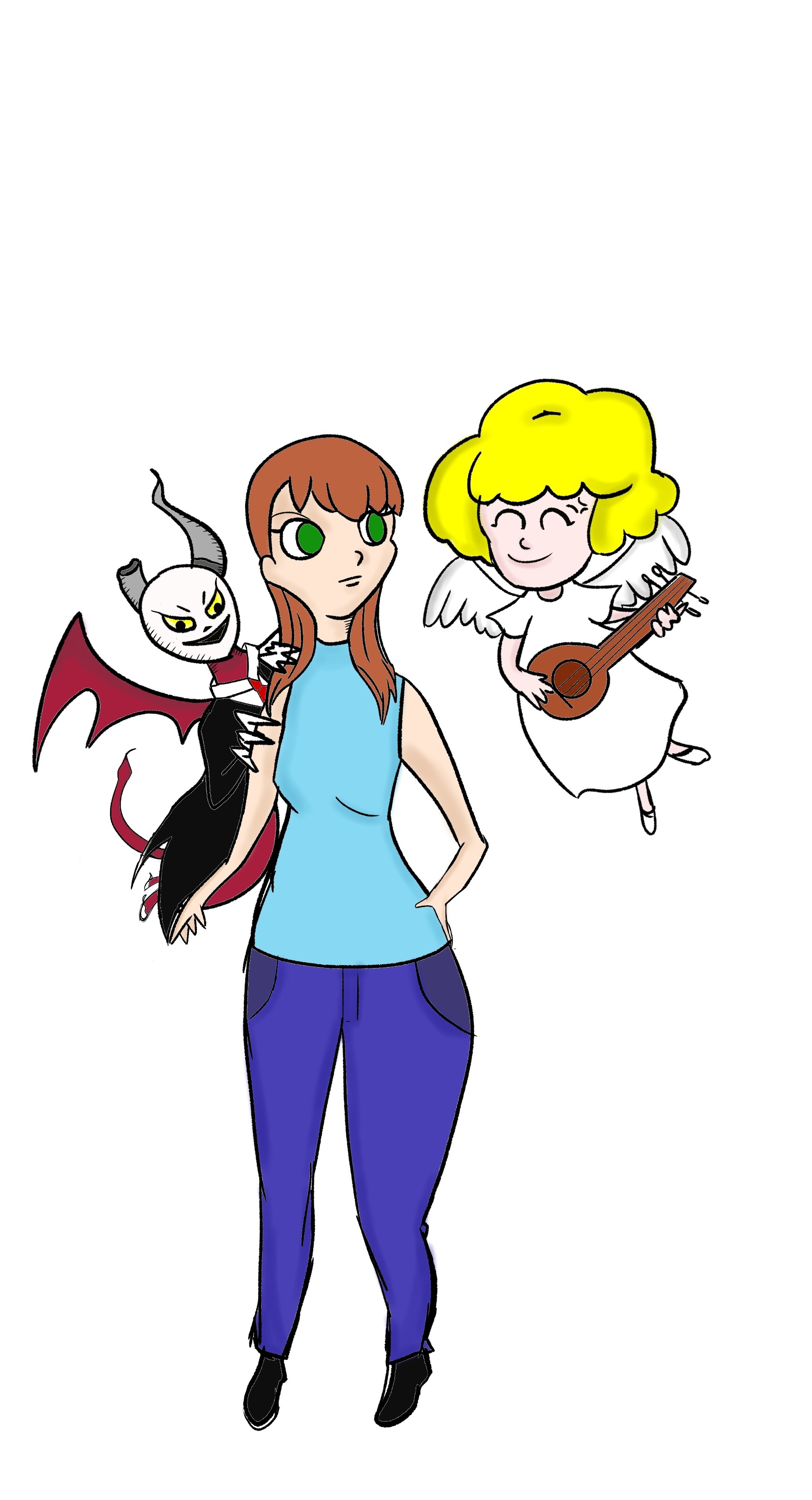 devil and angel on shoulder cartoon