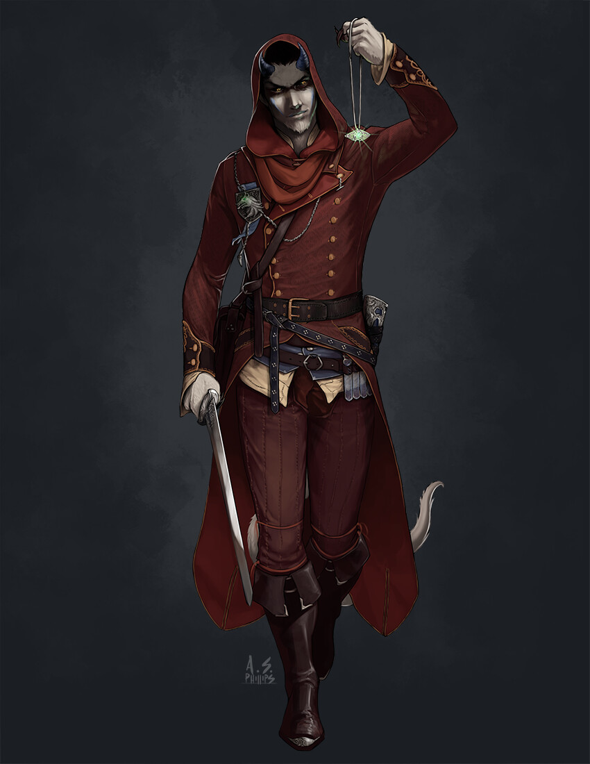 Andrew Phillips Character Commission Maelcolm Tiefling Bloodhunter She's a winged feral tiefling with the order of the lycan subclass for blood hunter. andrew phillips character commission