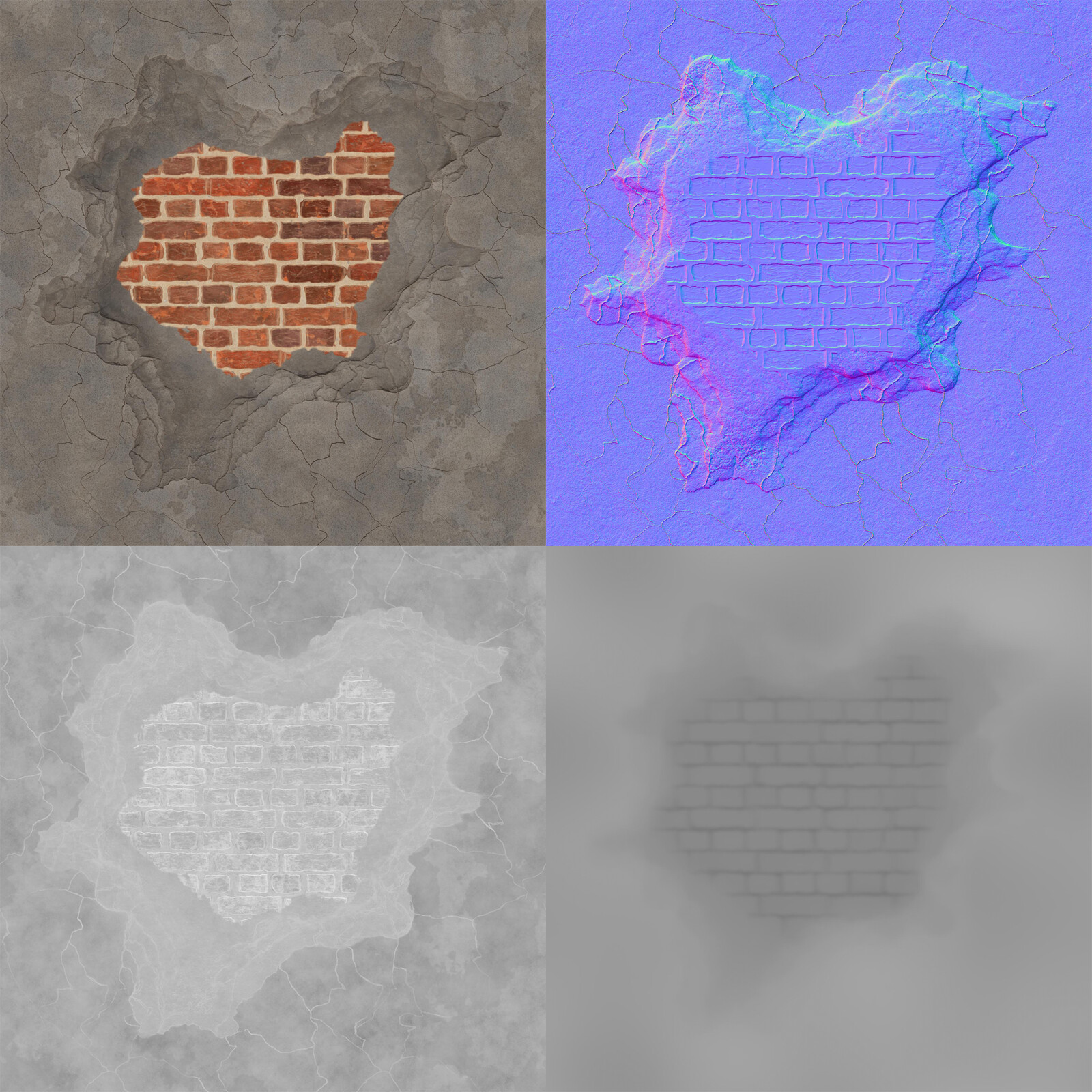 Diffuse, Normal, Roughness, and Height maps.