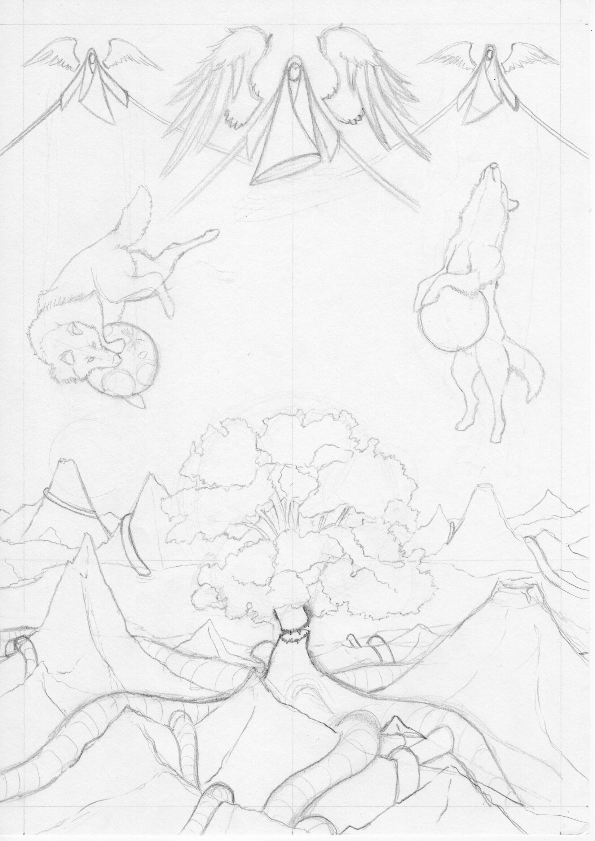 Jordi Lopez Ragnarok 1 3 The Norns Skoll And Hati And Yggdrasil