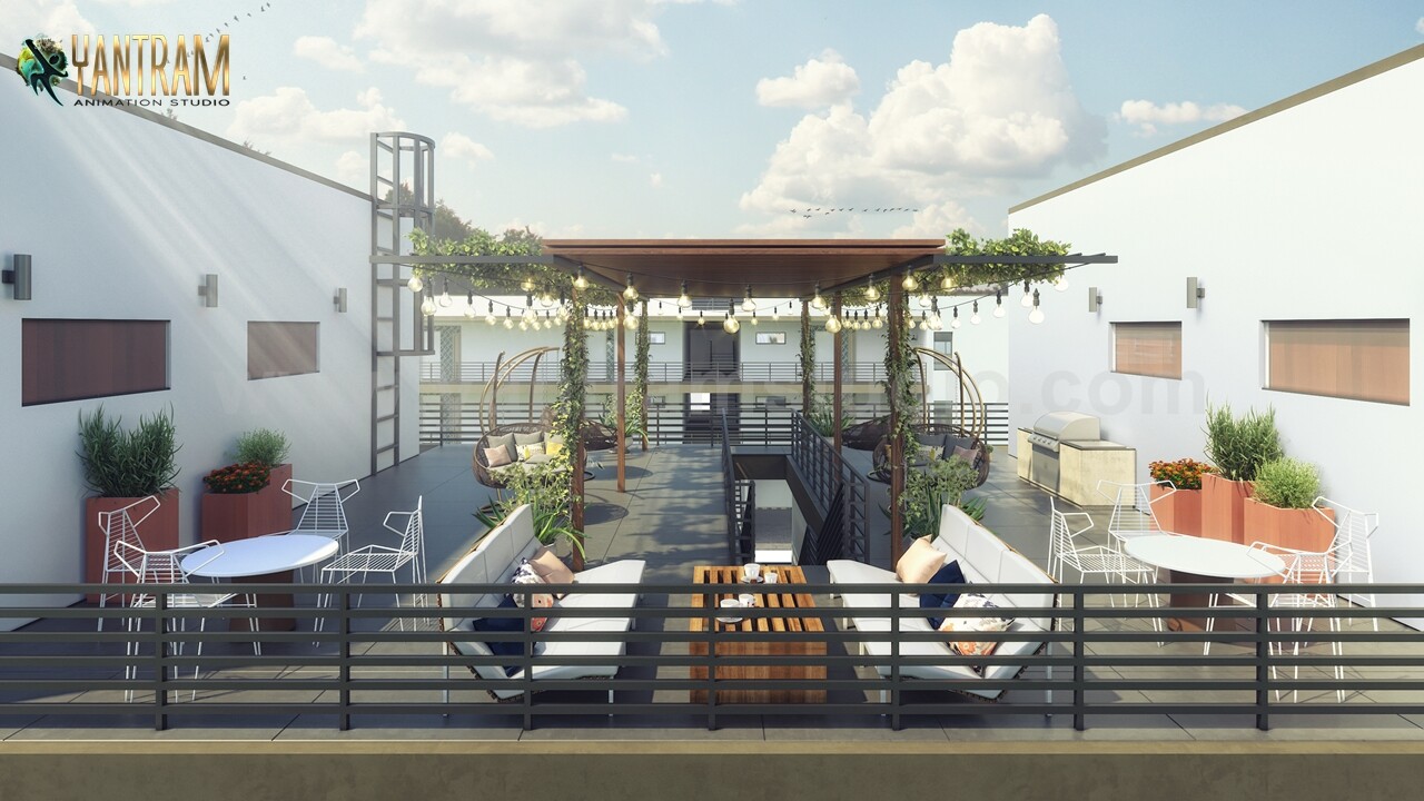 Artstation Landscaping Apartment View Modern Roof Top Architectural Exterior Rendering Services Orlando Usa Yantram Architectural Design Studio