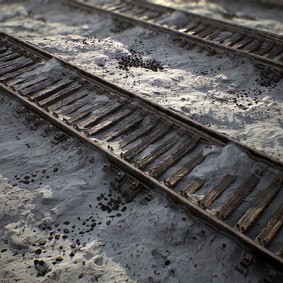 Snowy Train Rails - Substance Designer