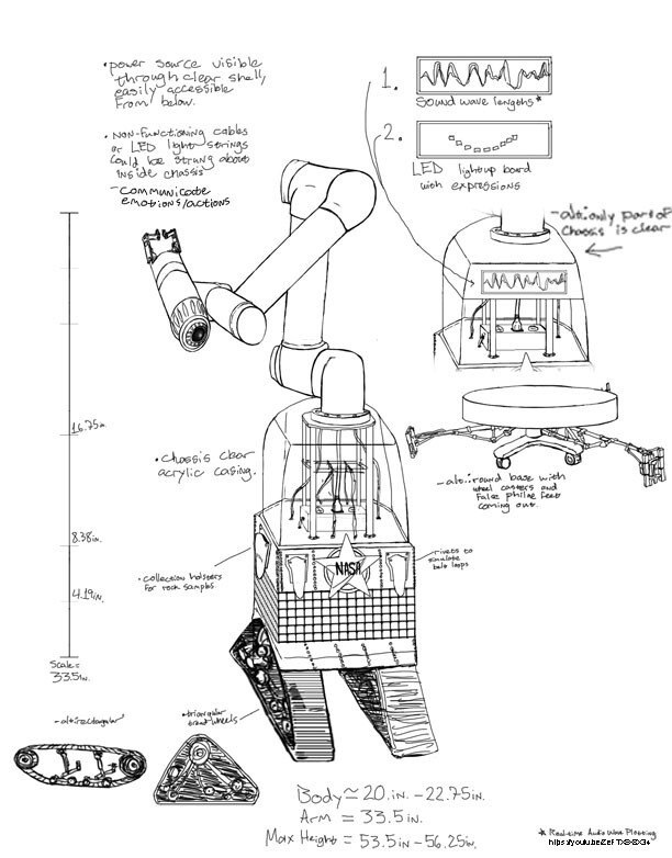 Early design for one of the main characters, Cooper. Conceptually based off of the real-world Philae probe that was sent to land and collect data on the 67/P Comet.